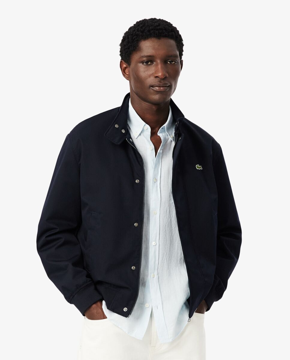 Chaqueta de hombre harrington de sarga hidrófuga en azul - Lacoste - Azul marino Azul marino-1