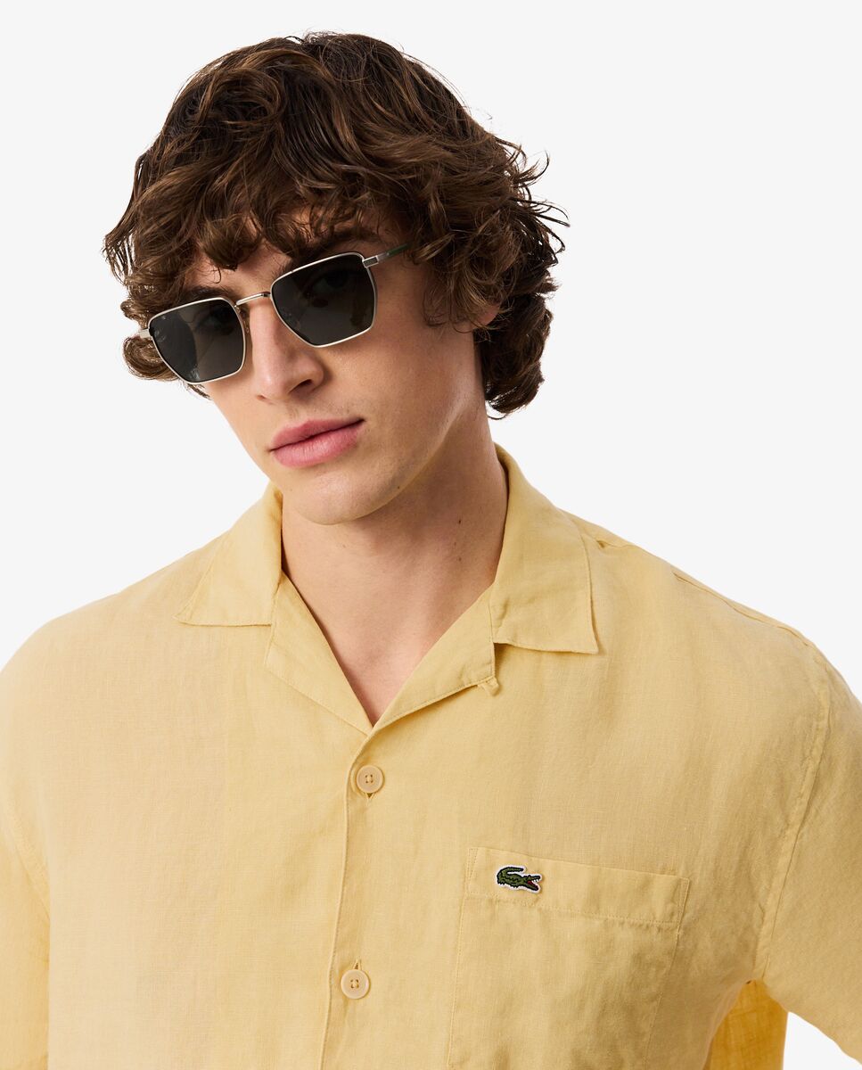 Imagen 3 de Camisa de hombre de corte holgado de lino de manga corta - Lacoste - Amarillo Amarillo