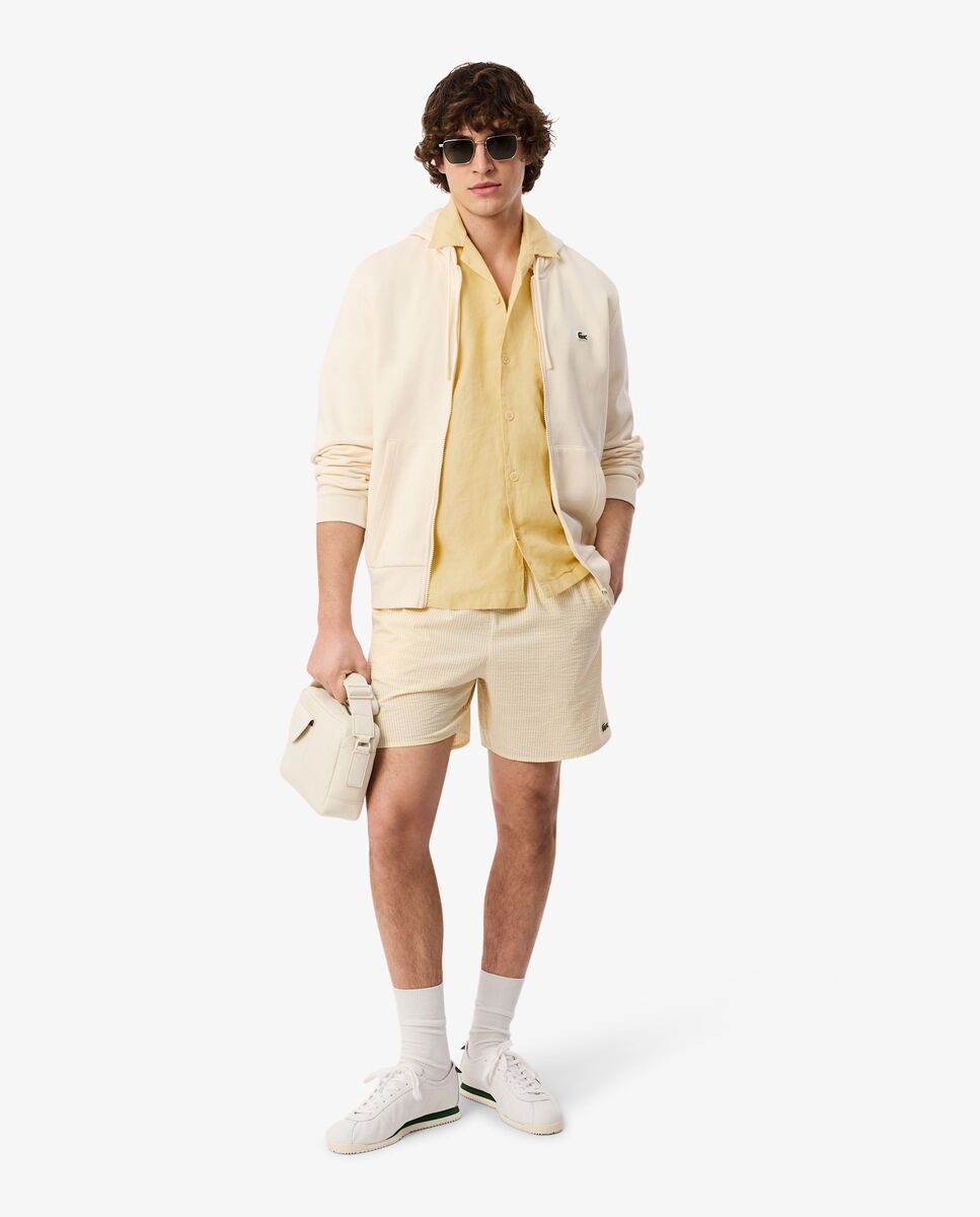 Imagen 4 de Camisa de hombre de corte holgado de lino de manga corta - Lacoste - Amarillo Amarillo