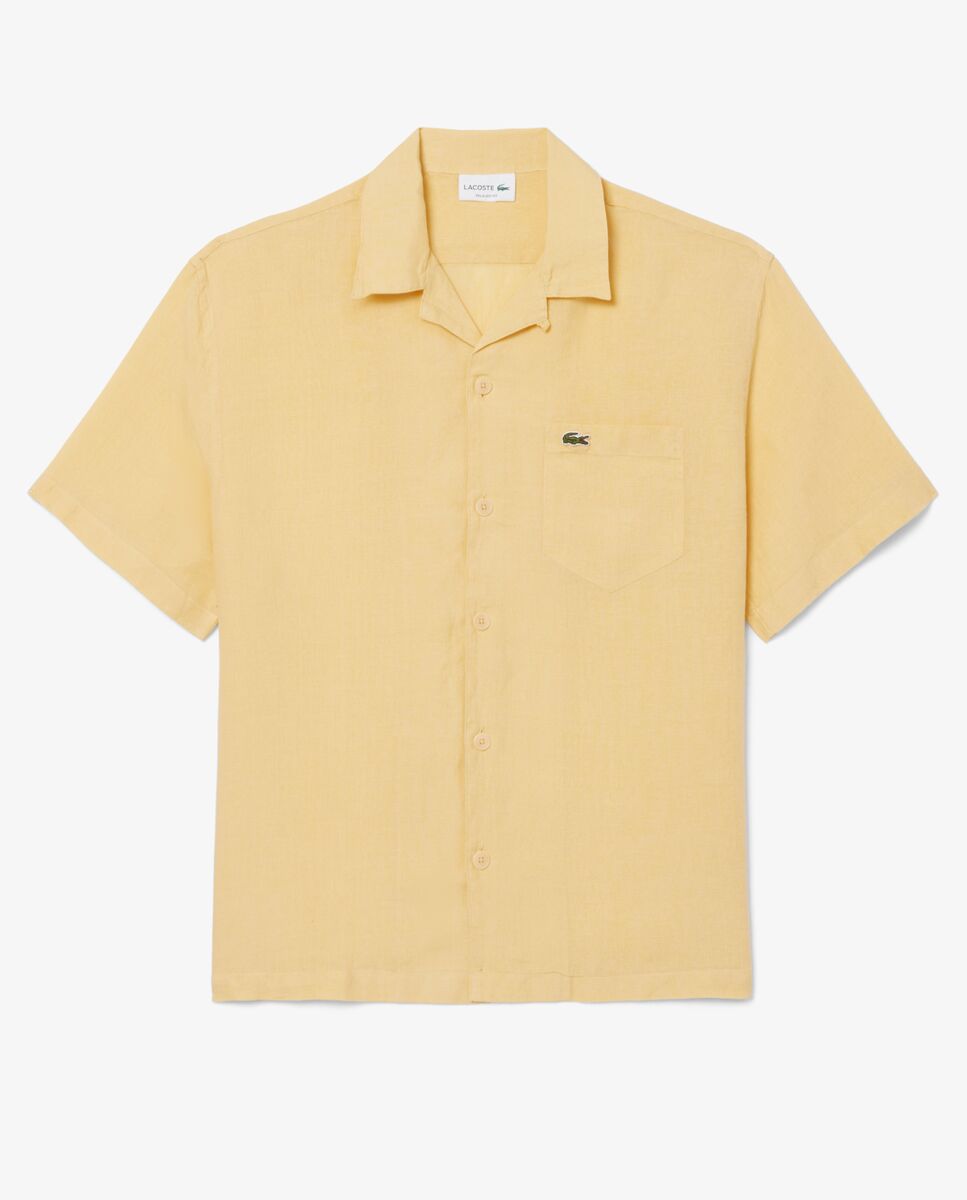Imagen 5 de Camisa de hombre de corte holgado de lino de manga corta - Lacoste - Amarillo Amarillo