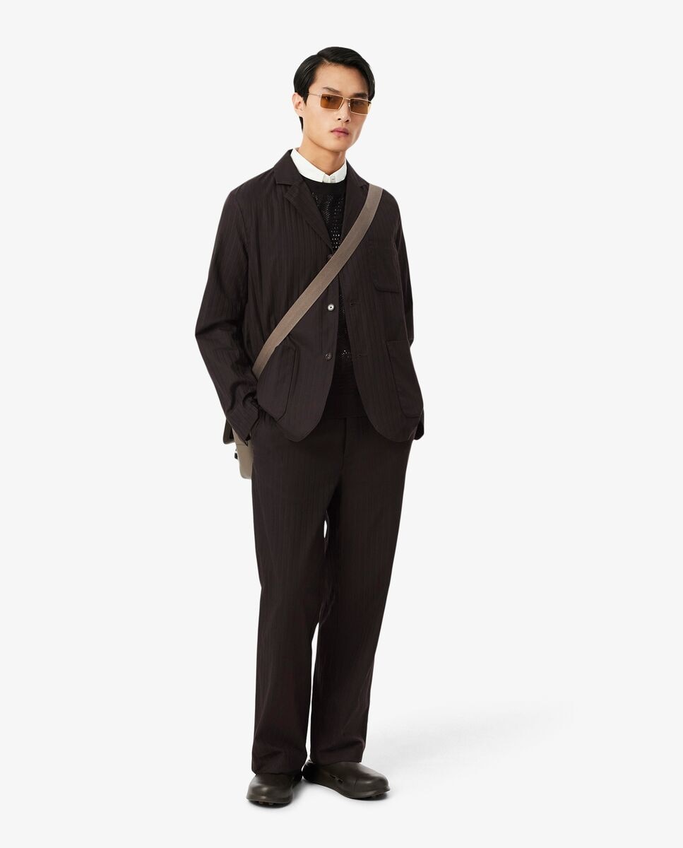 Pantalón de hombre sastre de corte recto de algodón de rayas en - Lacoste - Marrón Marrón-4
