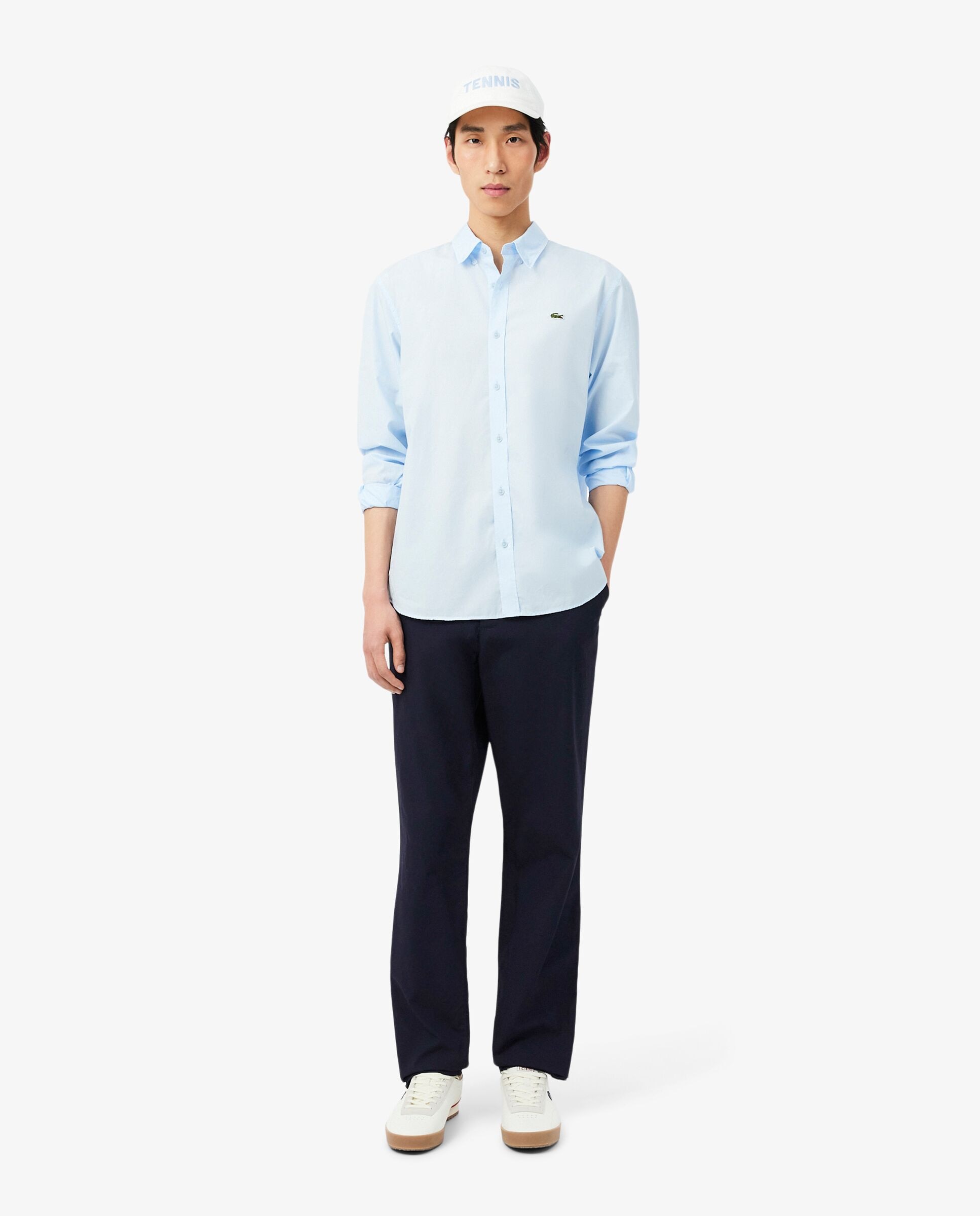 Pantalón de hombre chino de corte regular de sarga de algodón en marrón - Lacoste - Azul marino Azul marino-1