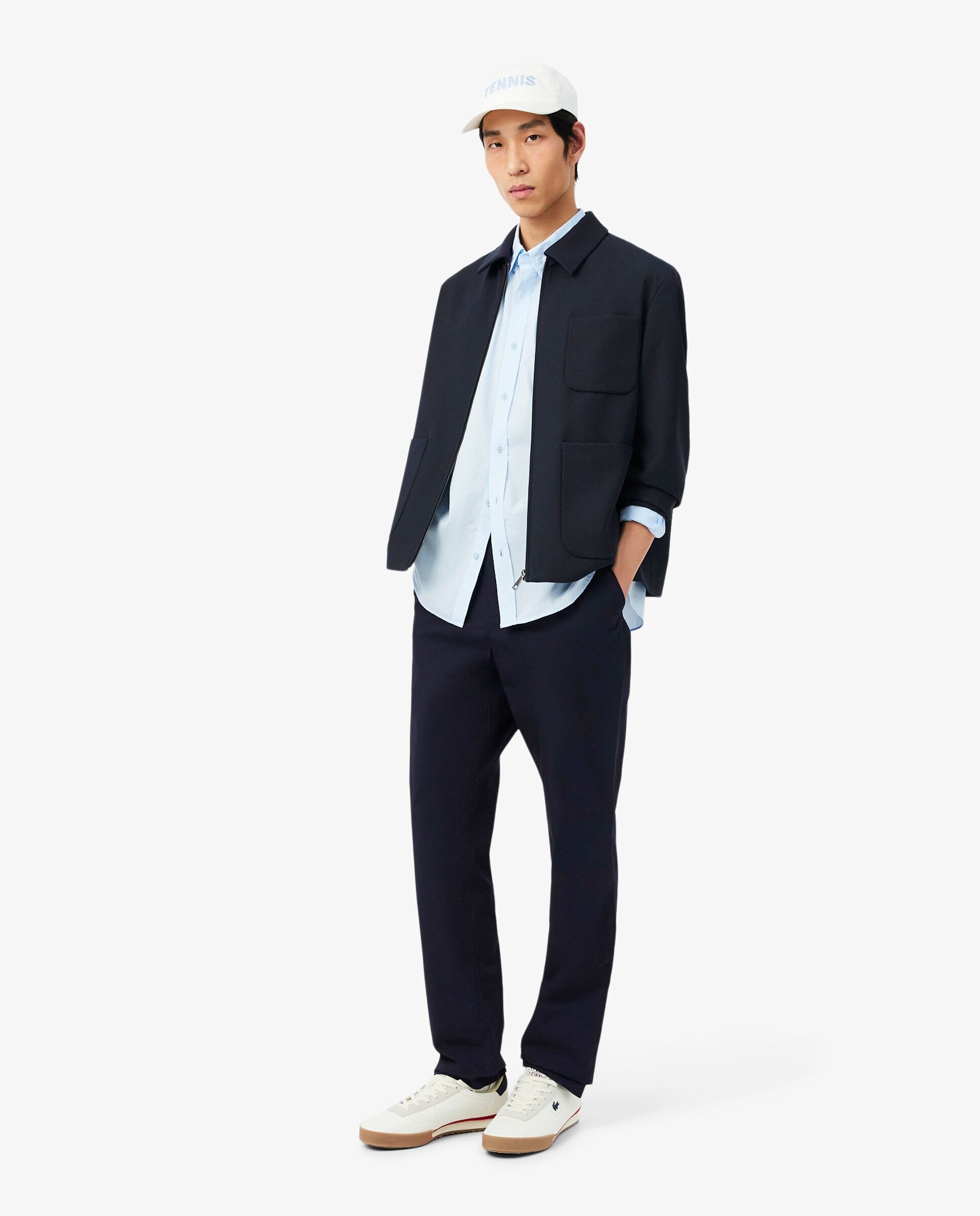 Pantalón de hombre chino de corte regular de sarga de algodón en marrón - Lacoste - Azul marino Azul marino-4