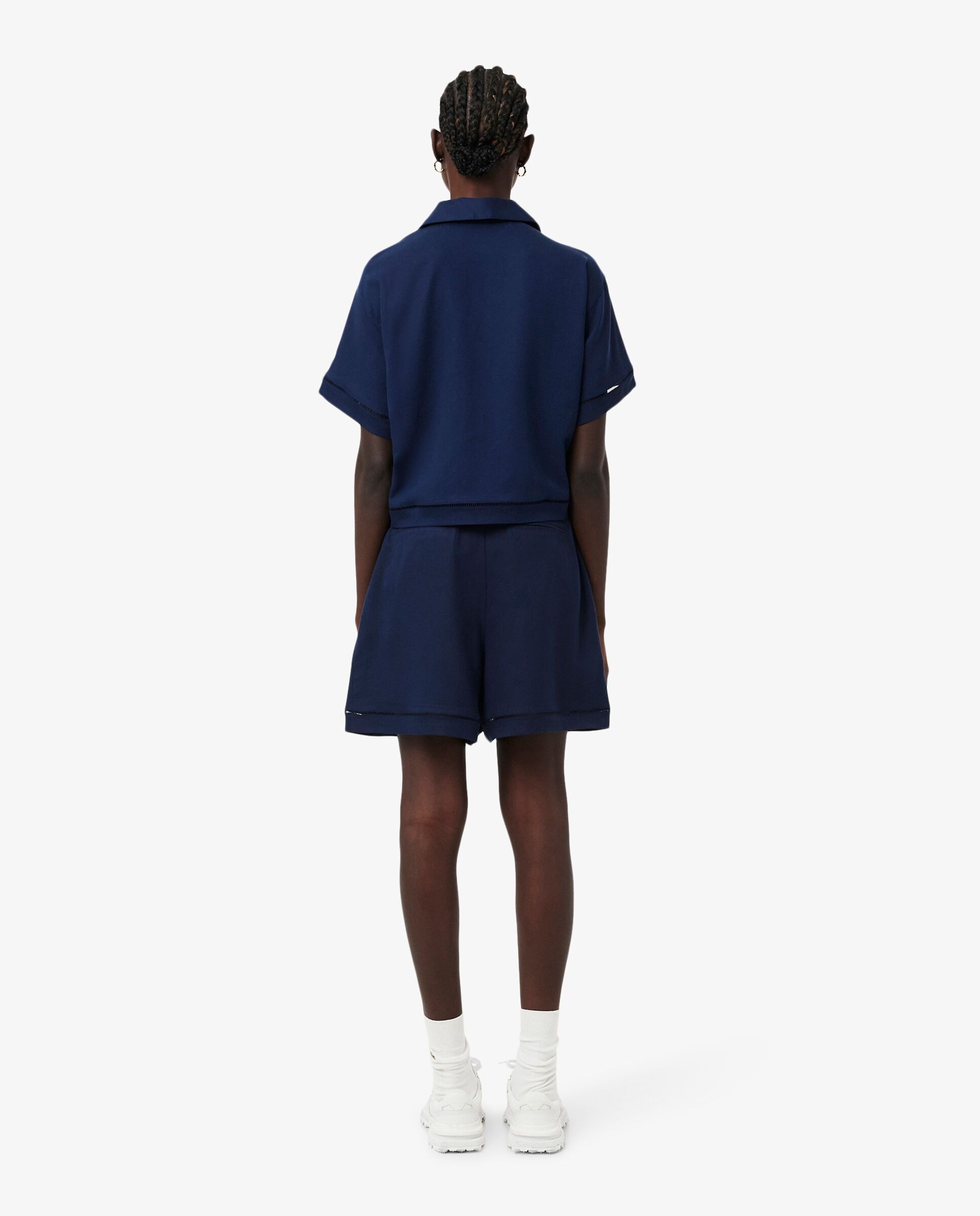Bermudas de mujer oversized de mezcla de lino vaporoso en blanco - Lacoste - Azul marino Azul marino-2