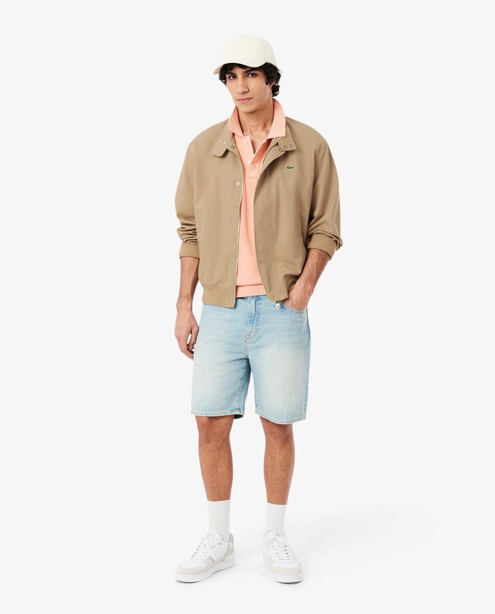 Chaqueta de hombre harrington de sarga hidrófuga en azul - Lacoste - Beige Beige-4