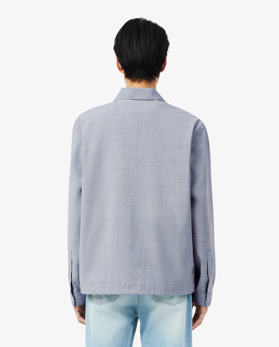 Sobrecamisa de hombre oversized de mezcla de lana en gris de manga larga - Lacoste - Gris claro Gris claro-2