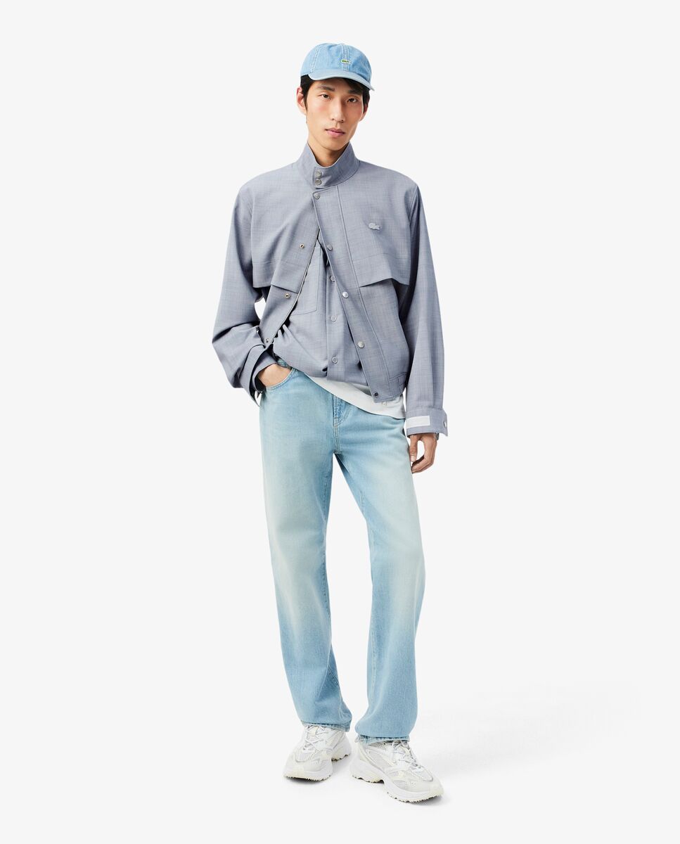 Sobrecamisa de hombre oversized de mezcla de lana en gris de manga larga - Lacoste - Gris claro Gris claro-4