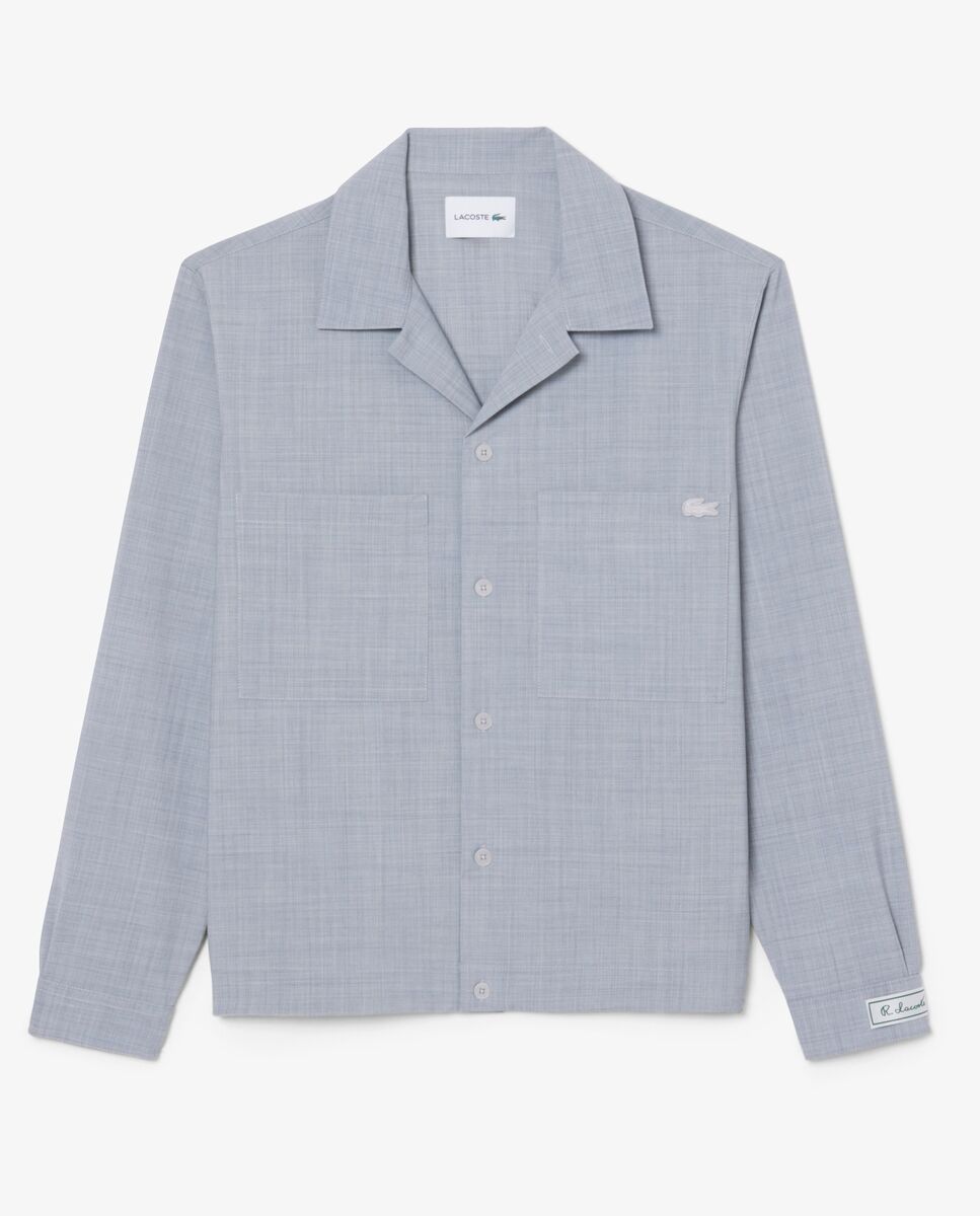 Sobrecamisa de hombre oversized de mezcla de lana en gris de manga larga - Lacoste - Gris claro Gris claro-5
