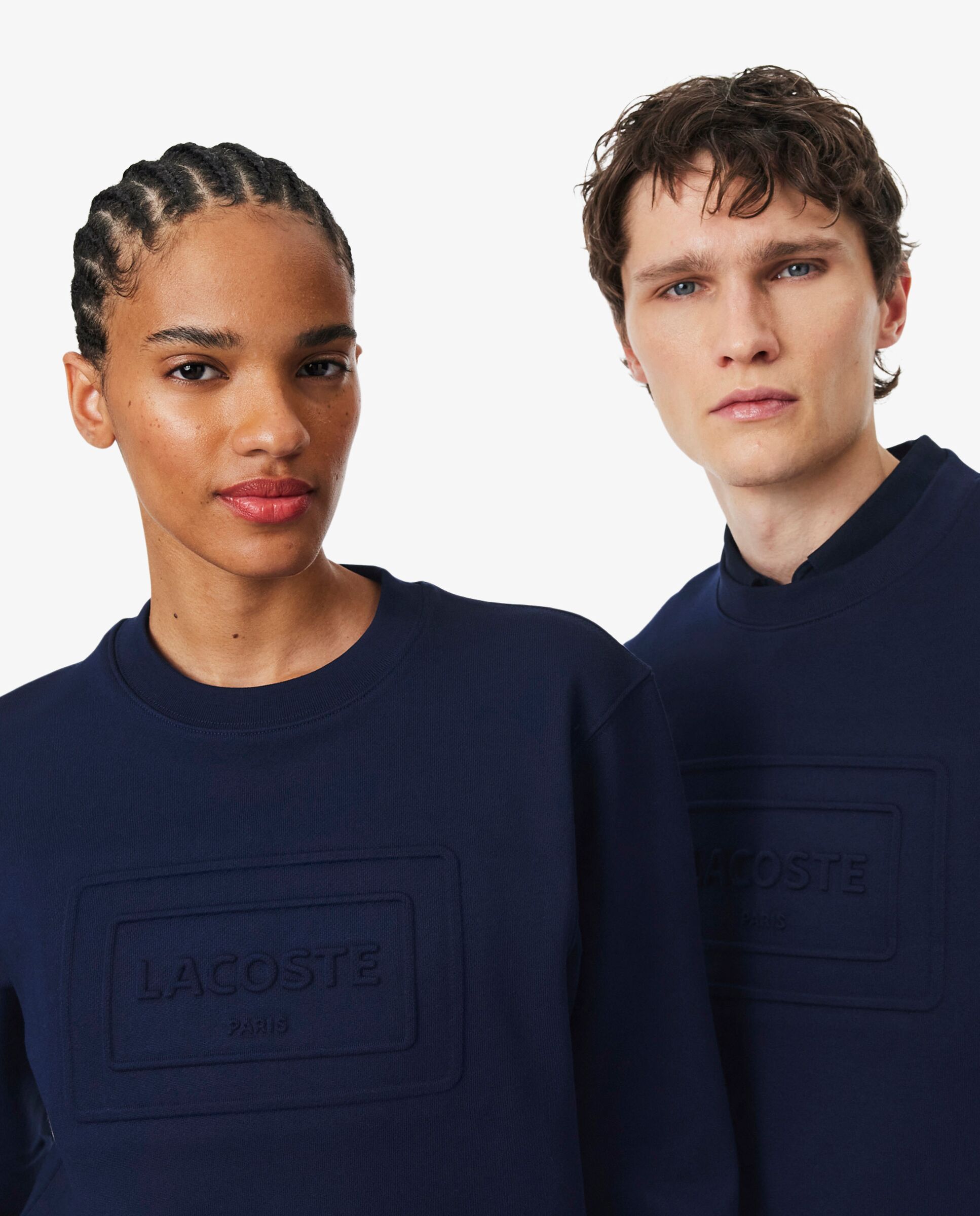 Sudadera unisex de felpa con estampados en relieve en marrón - Lacoste - Azul marino Azul marino-3