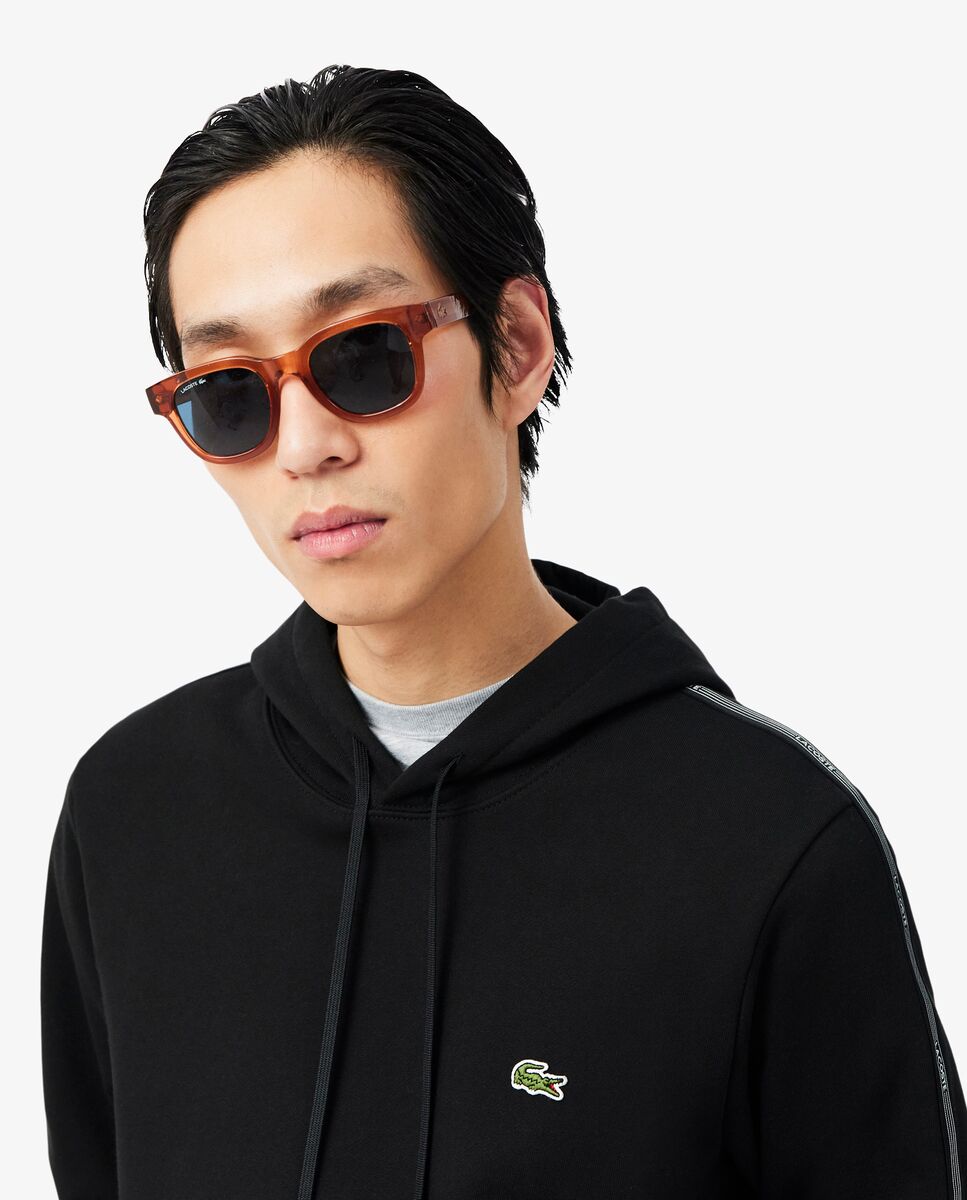 Sudadera de hombre con capucha y cremallera con rayas de logotipo - Lacoste - Negro Negro-3