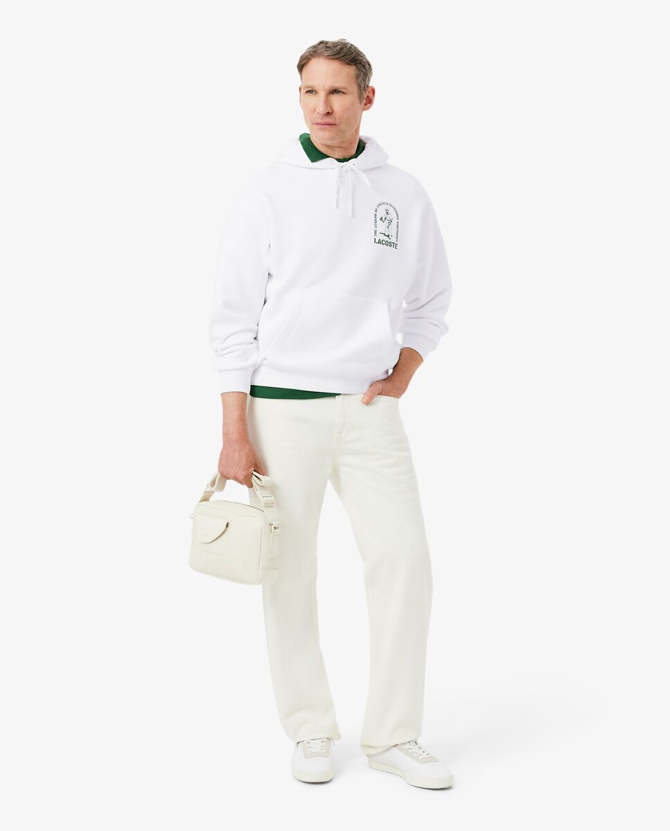 Sudadera de hombre con capucha de corte amplio con estampado en negro - Lacoste - Blanco Blanco-4