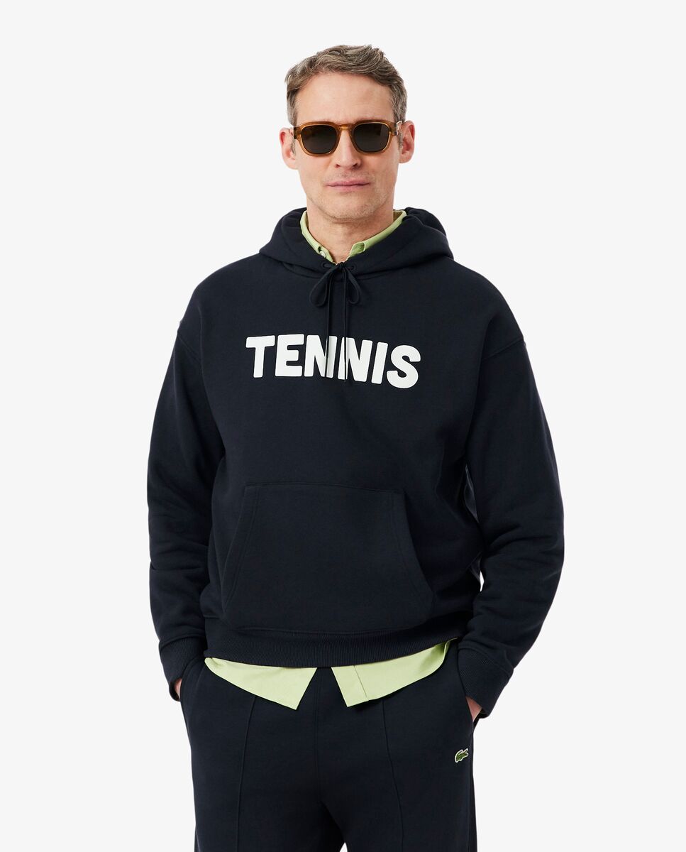 Sudadera de hombre con capucha de tenis con estampado en - Lacoste - Negro Negro-1