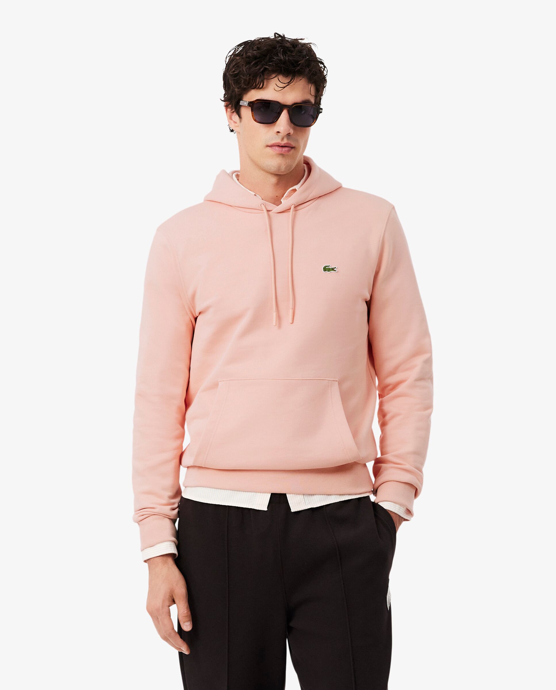 Sudadera de hombre con capucha de felpa de algodón - Lacoste - Rosa Rosa-1