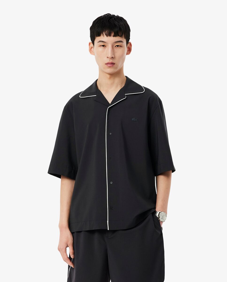 Lacoste - Camisa de hombre de manga corta de corte holgado de lana.