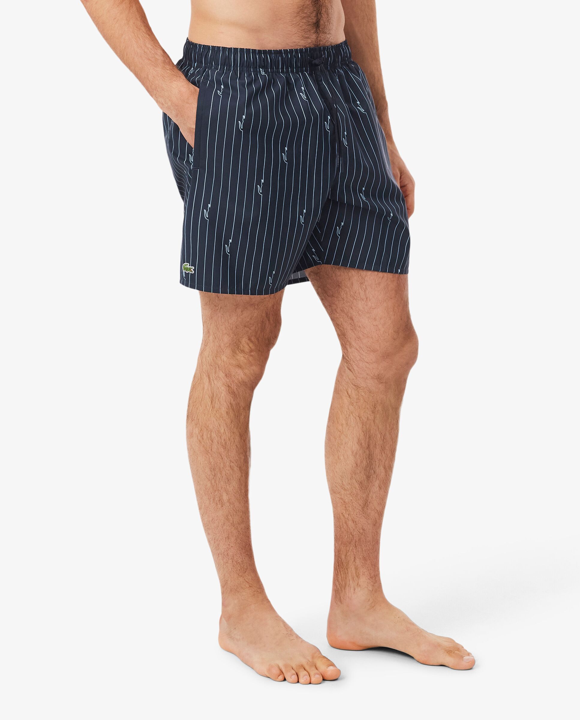 Bañadores boxer de hombre con estampado de monograma - Lacoste - Azul claro Negro-3