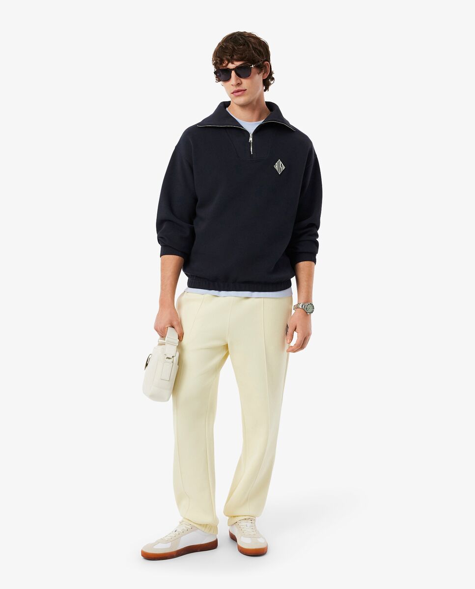 Sudadera de hombre de corte amplio de piqué con cremallera en el cuello - Lacoste - Negro Negro-4