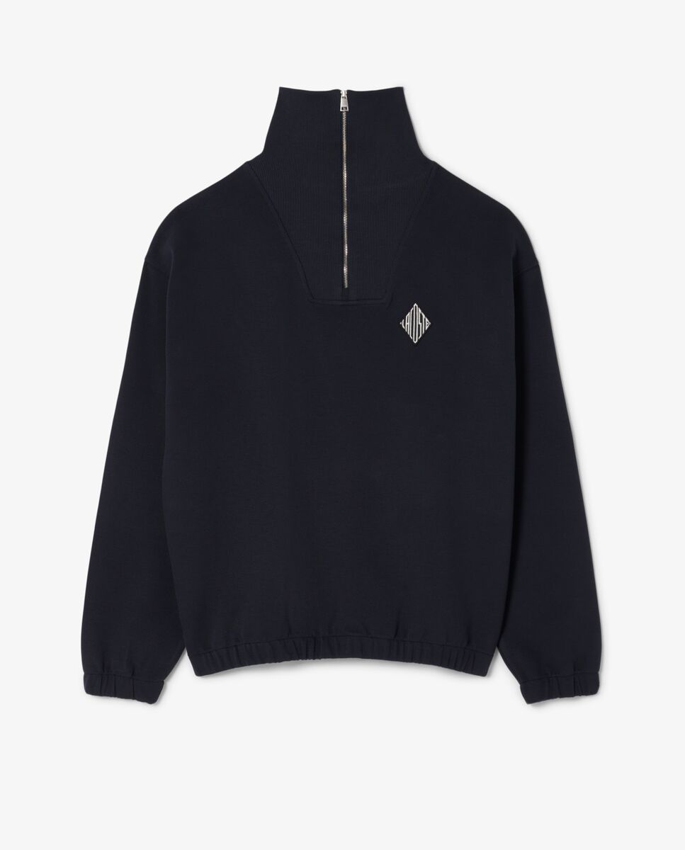 Sudadera de hombre de corte amplio de piqué con cremallera en el cuello - Lacoste - Negro Negro-5