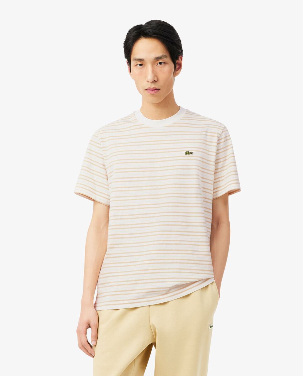 Camiseta de hombre de algodón grueso de rayas - Lacoste - Beige Beige-1
