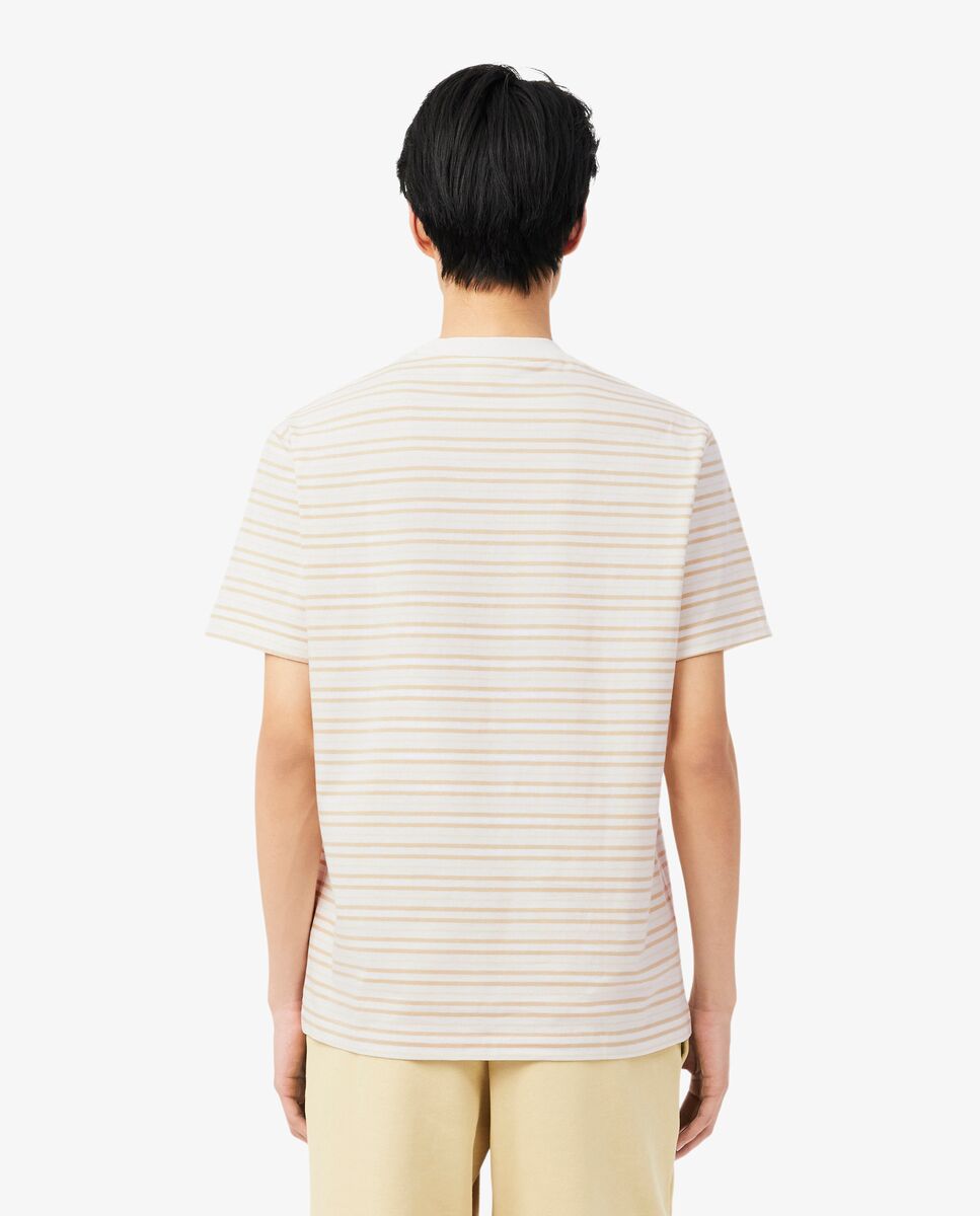Camiseta de hombre de algodón grueso de rayas - Lacoste - Beige Beige-2