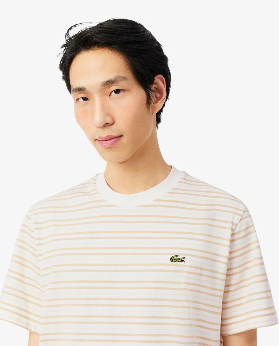 Camiseta de hombre de algodón grueso de rayas - Lacoste - Beige Beige-3