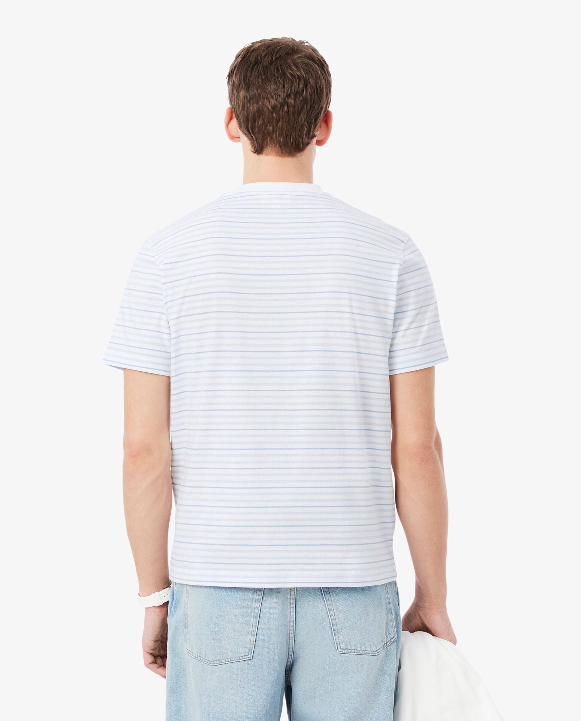 Camiseta de hombre de algodón grueso de rayas - Lacoste - Azul claro Azul claro-2