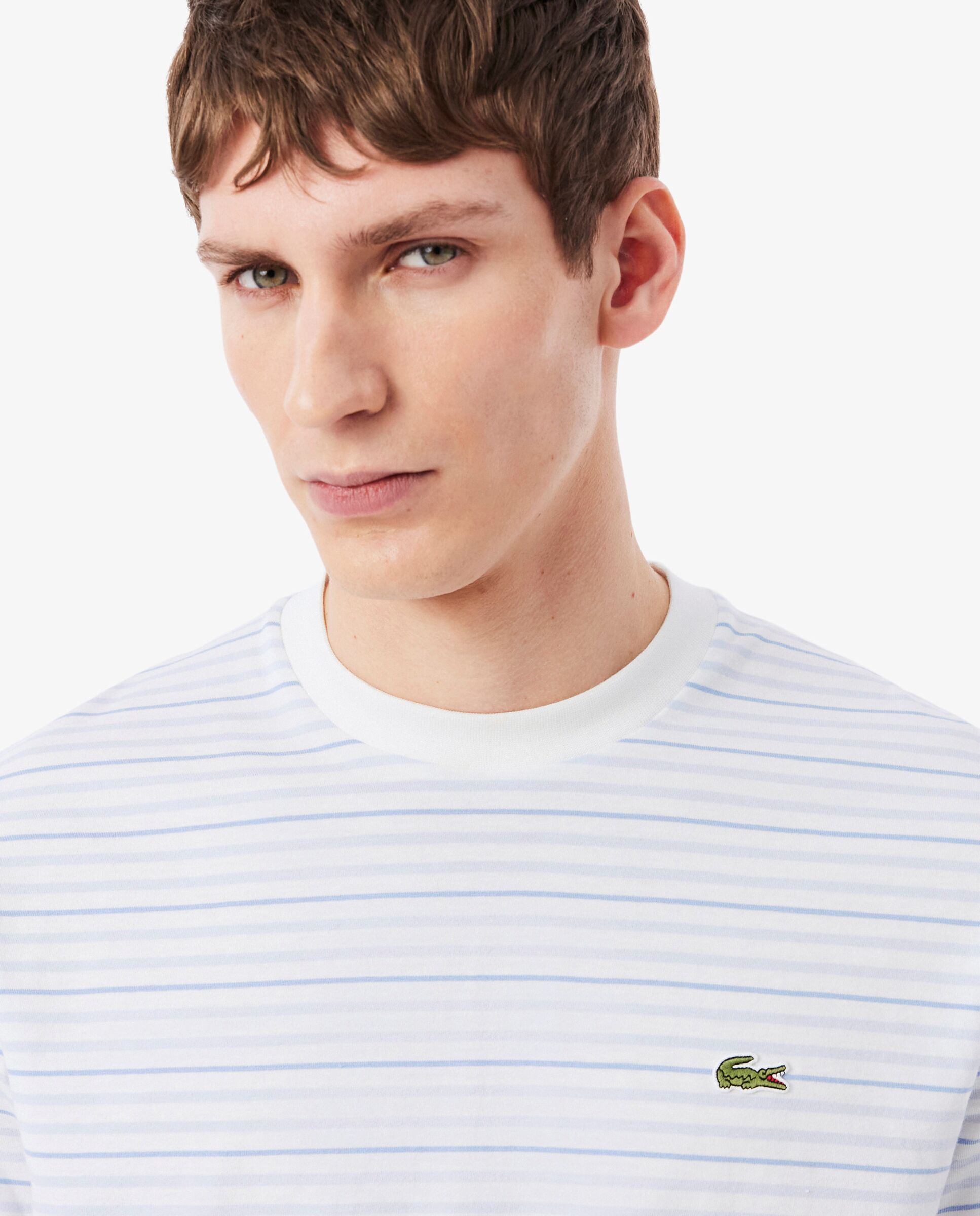 Camiseta de hombre de algodón grueso de rayas - Lacoste - Azul claro Azul claro-3