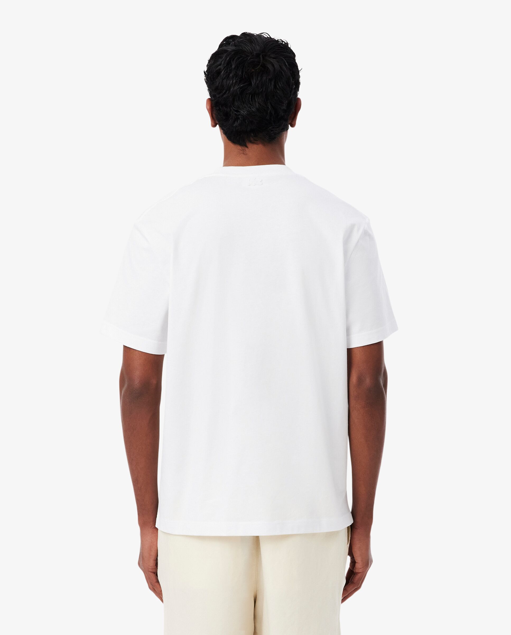 Camiseta de hombre de algodón estampada - Lacoste - Salmón Blanco-2