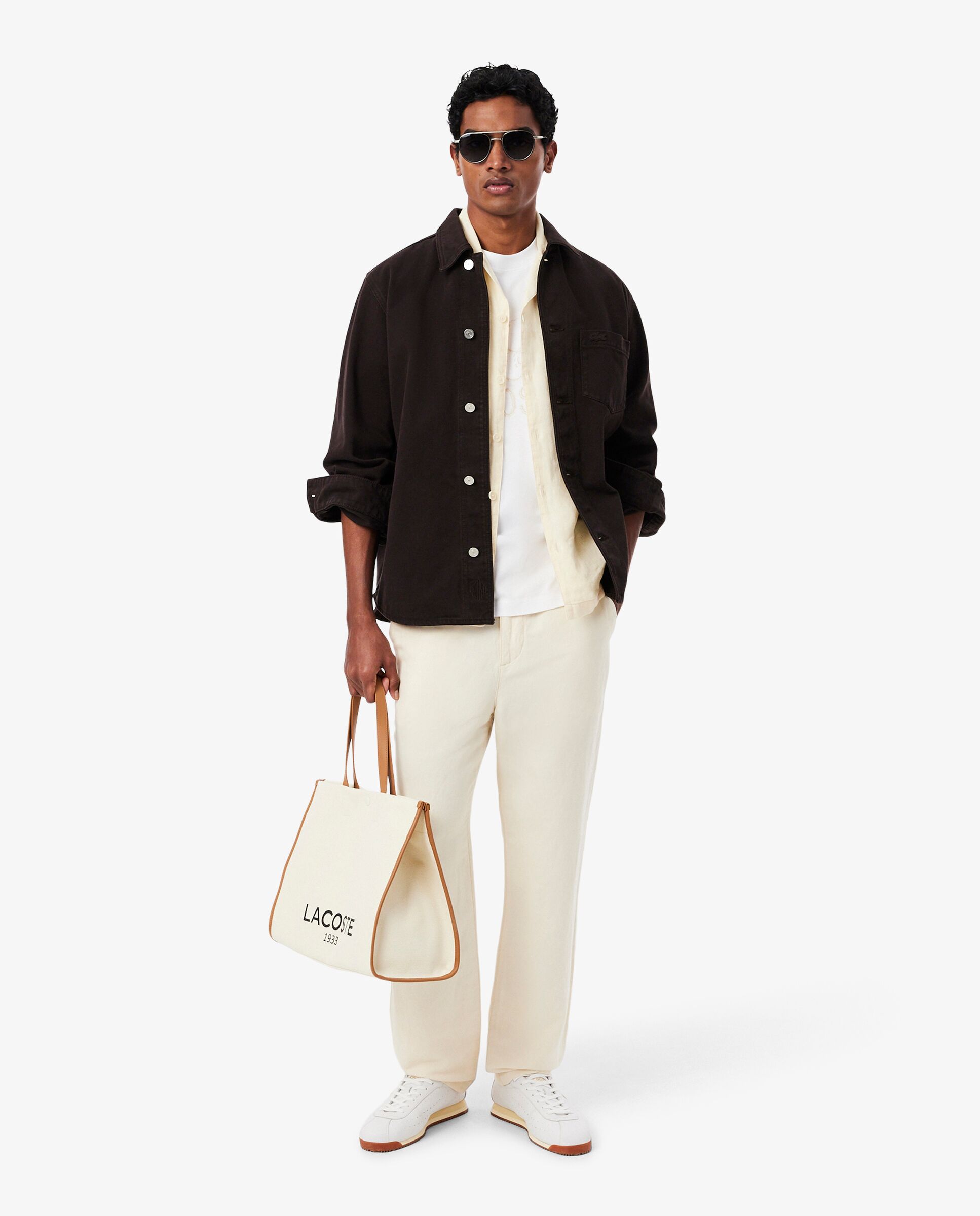 Camiseta de hombre de algodón estampada - Lacoste - Salmón Blanco-4