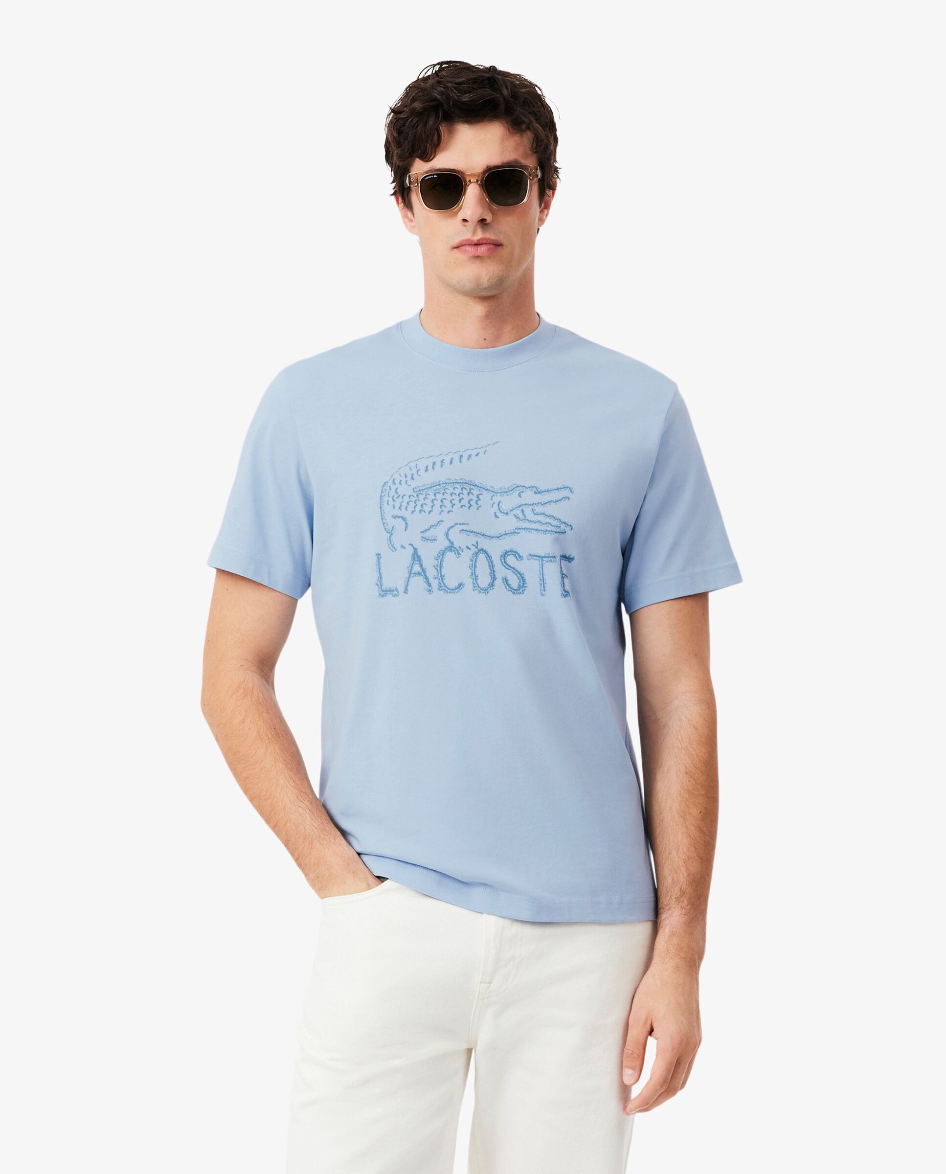 Camiseta de hombre de algodón estampada - Lacoste - Azul claro Azul claro-1