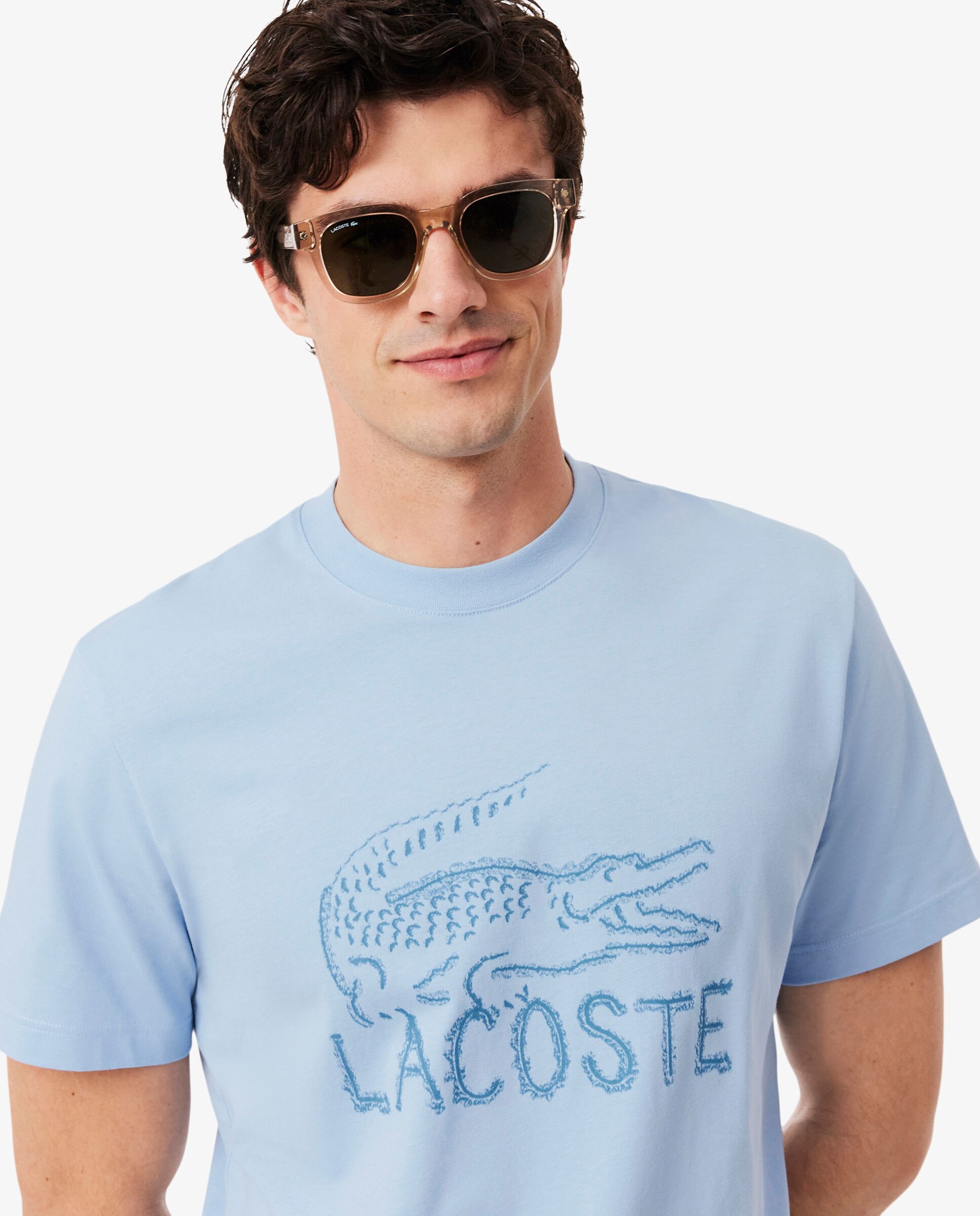 Camiseta de hombre de algodón estampada - Lacoste - Azul claro Azul claro-3
