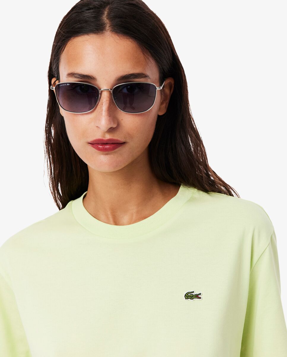 Camiseta de mujer de corte holgado de algodón suave de manga corta - Lacoste - Verde Verde-4