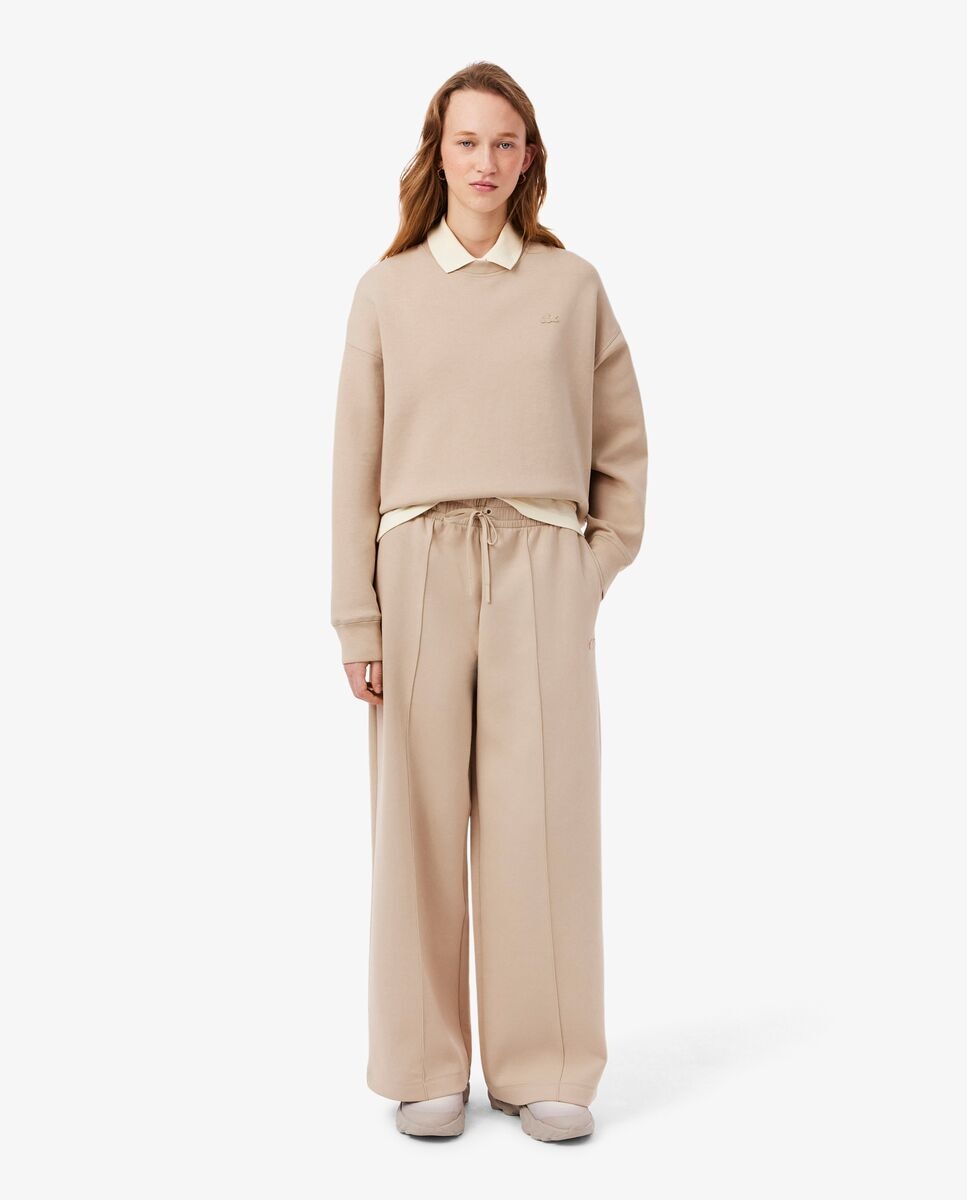 Pantalón de mujer de chándal de corte amplio de punto - Lacoste - Beige Beige-2