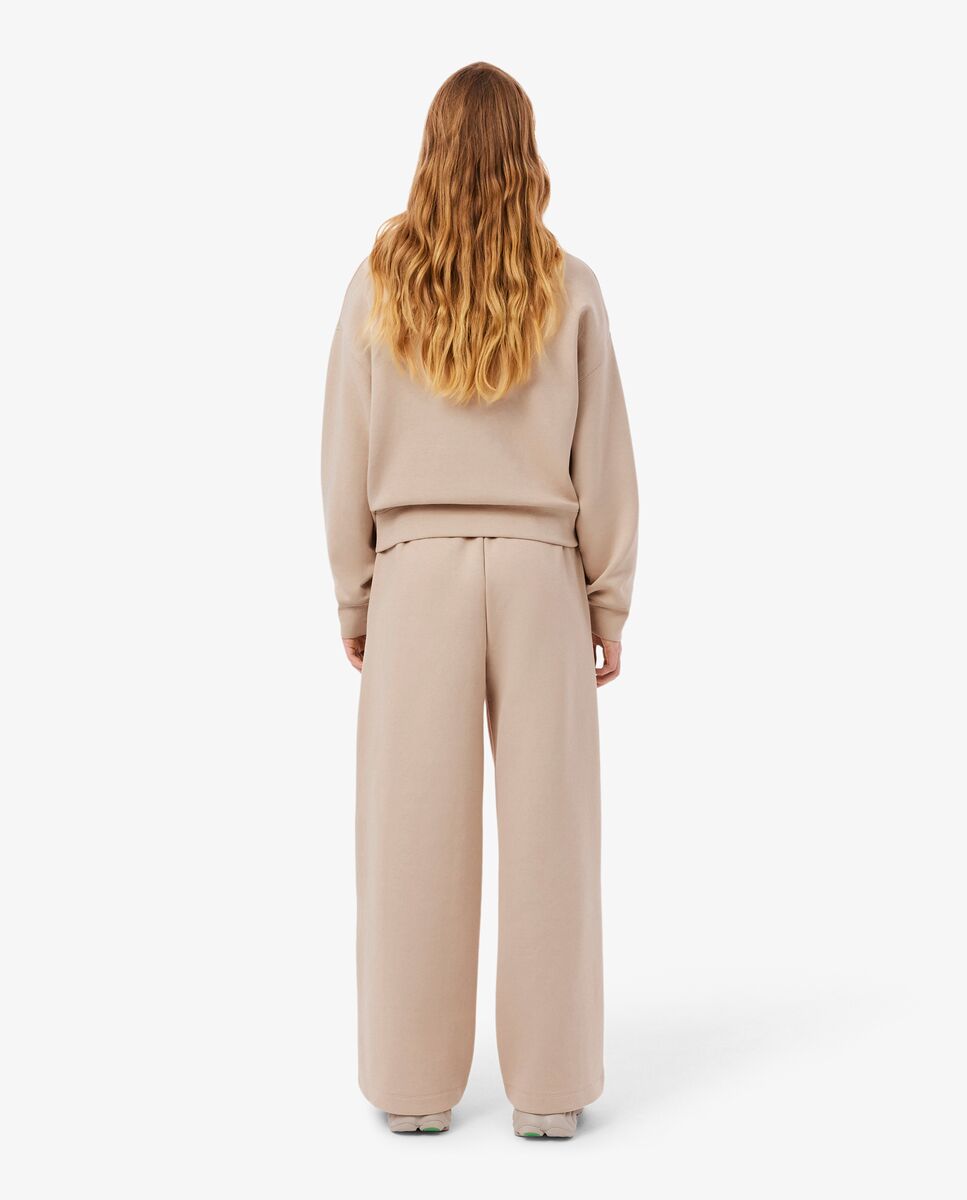 Pantalón de mujer de chándal de corte amplio de punto - Lacoste - Beige Beige-3