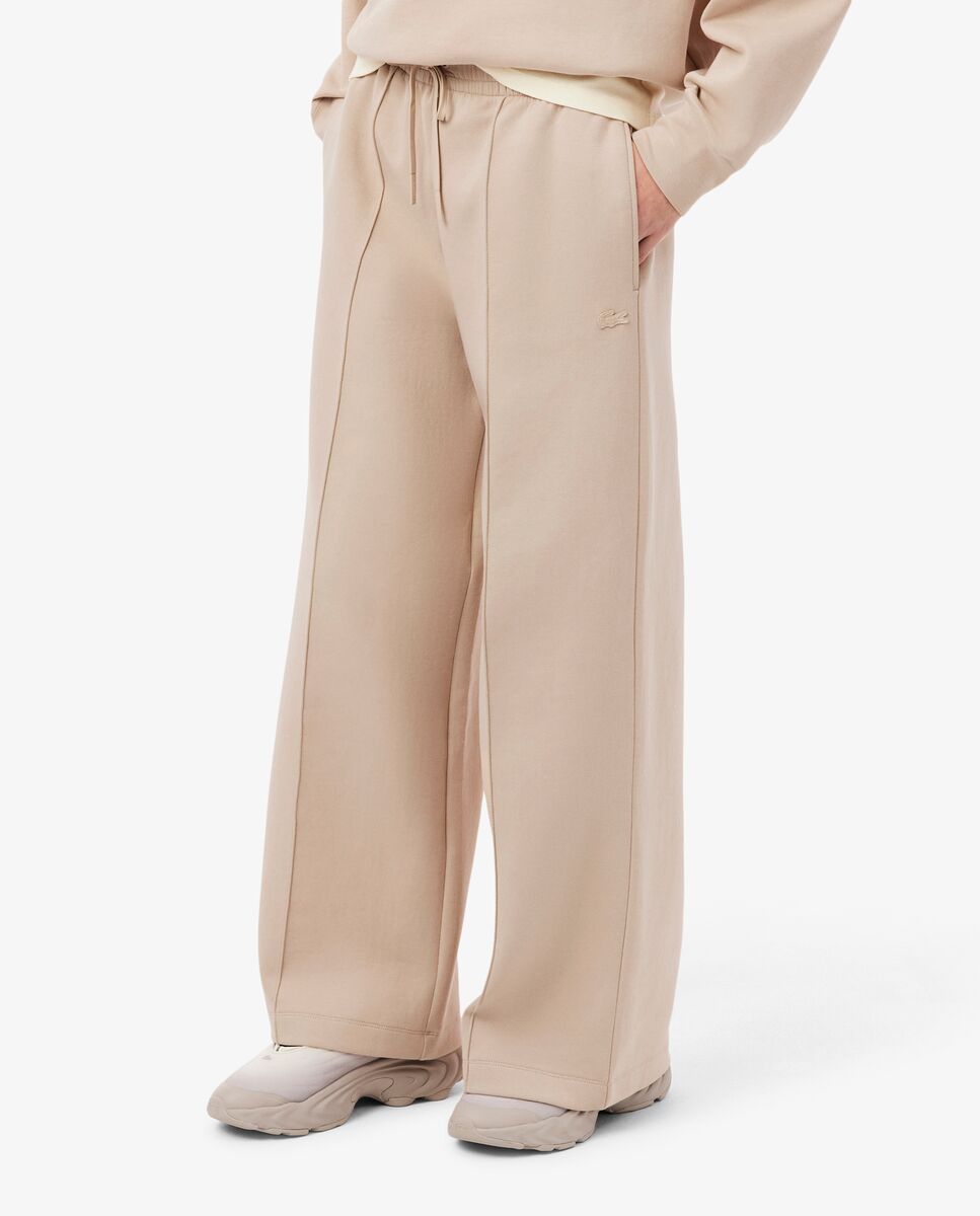 Pantalón de mujer de chándal de corte amplio de punto - Lacoste - Beige Beige-4