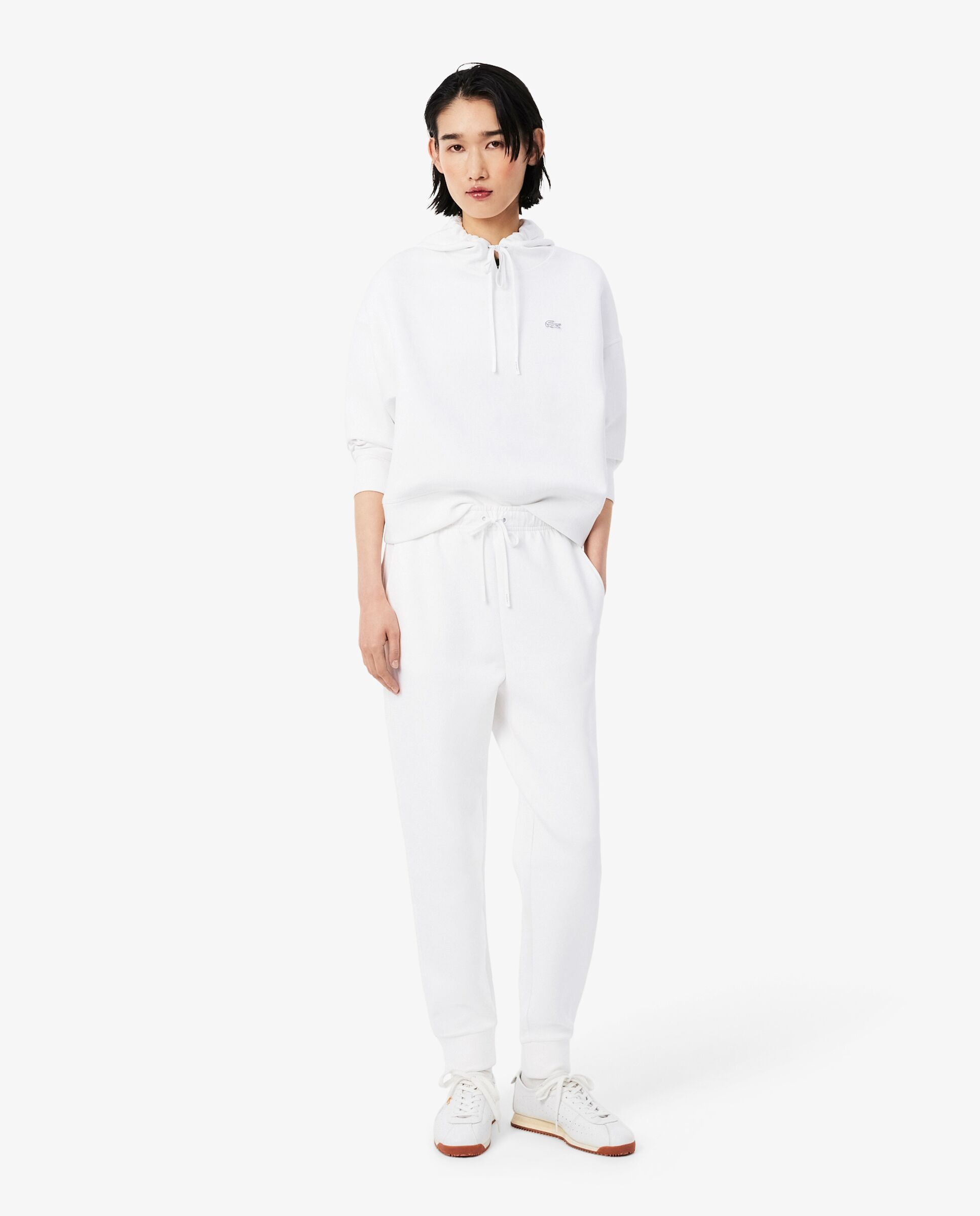 Pantalón de mujer de chándal de punto de doble cara - Lacoste - Blanco Blanco-1