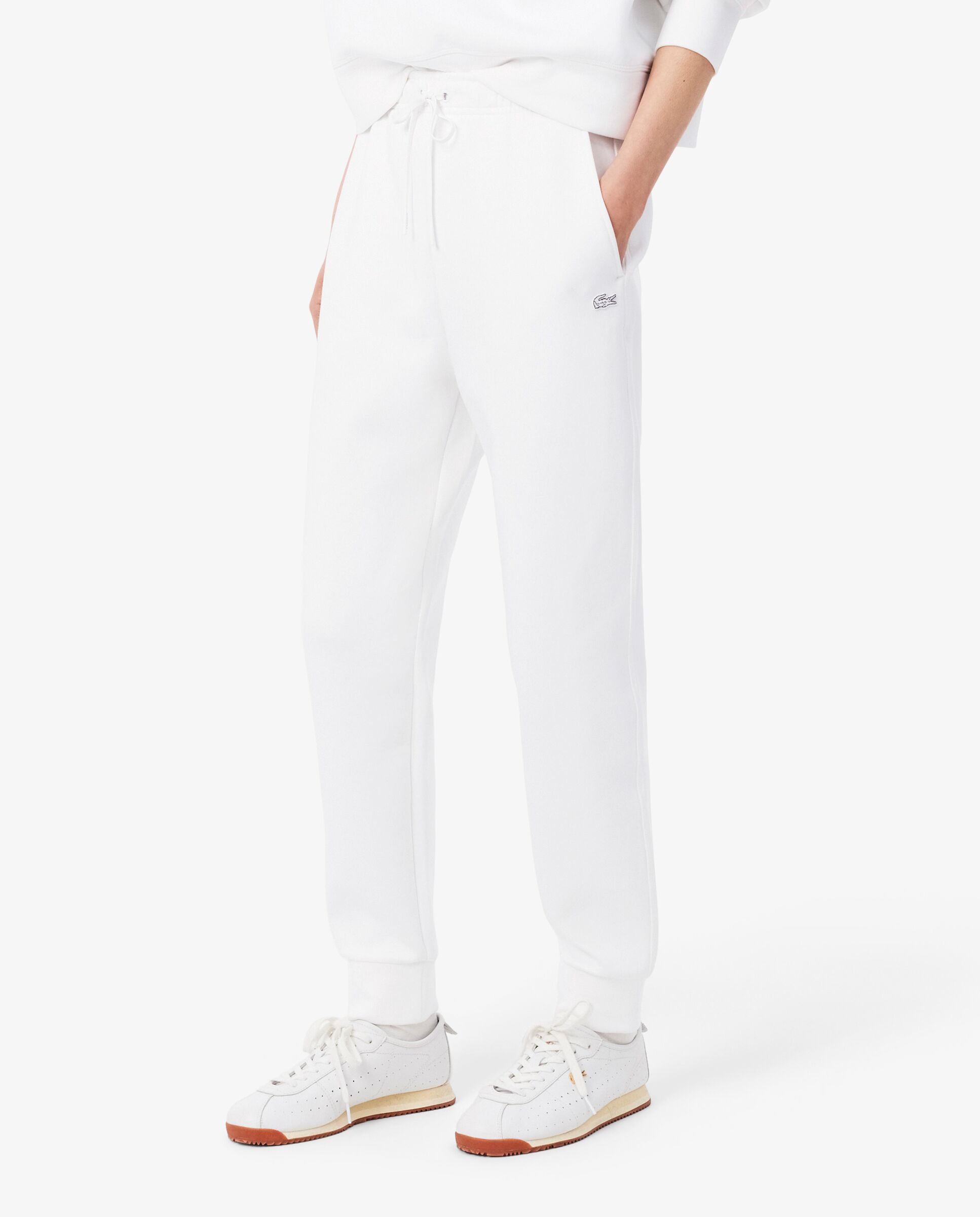 Pantalón de mujer de chándal de punto de doble cara - Lacoste - Blanco Blanco-3