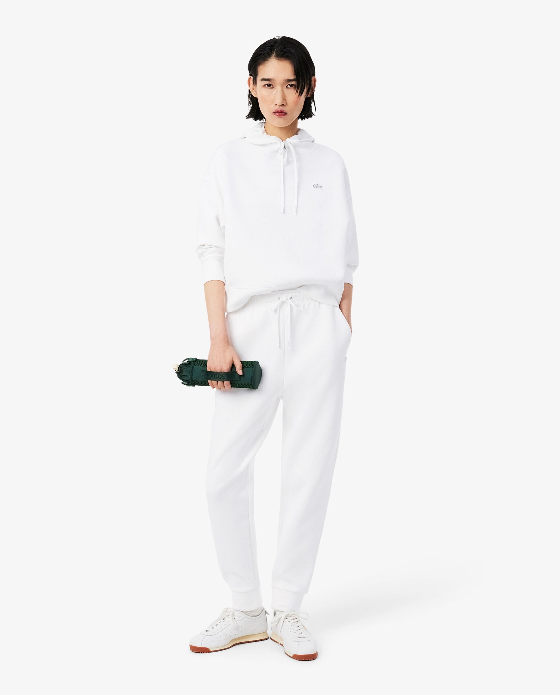 Pantalón de mujer de chándal de punto de doble cara - Lacoste - Blanco Blanco-4