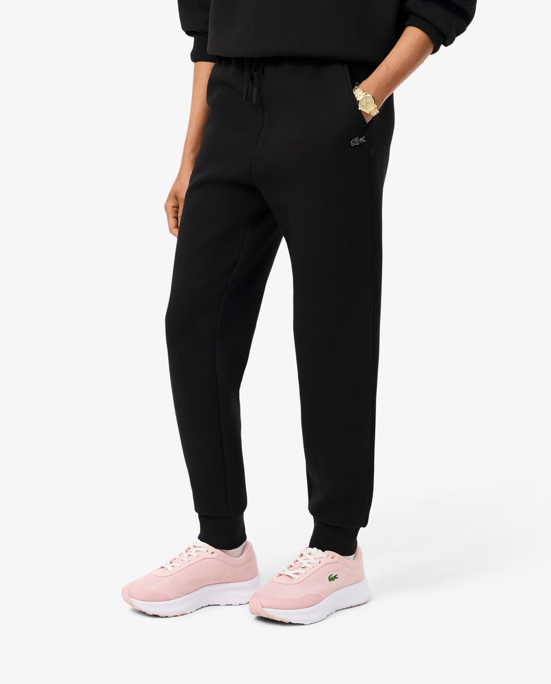 Pantalón de mujer de chándal de punto de doble cara - Lacoste - Negro Negro-3
