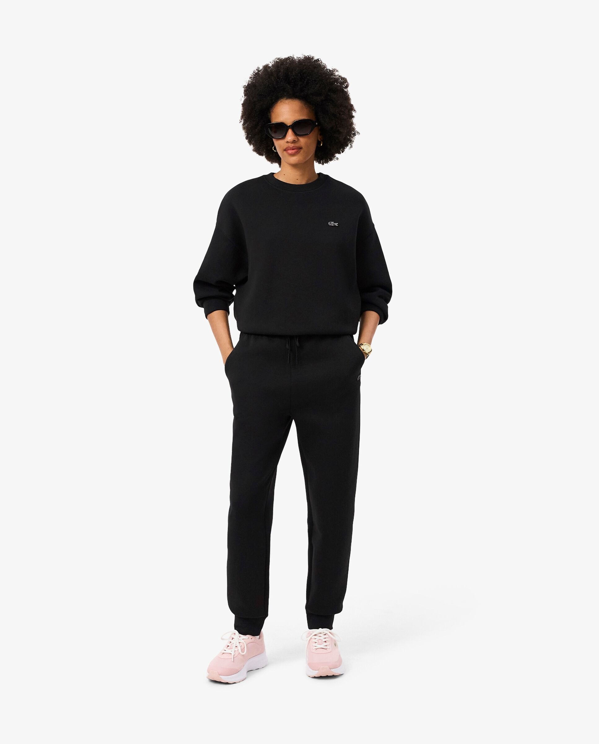 Pantalón de mujer de chándal de punto de doble cara - Lacoste - Negro Negro-4