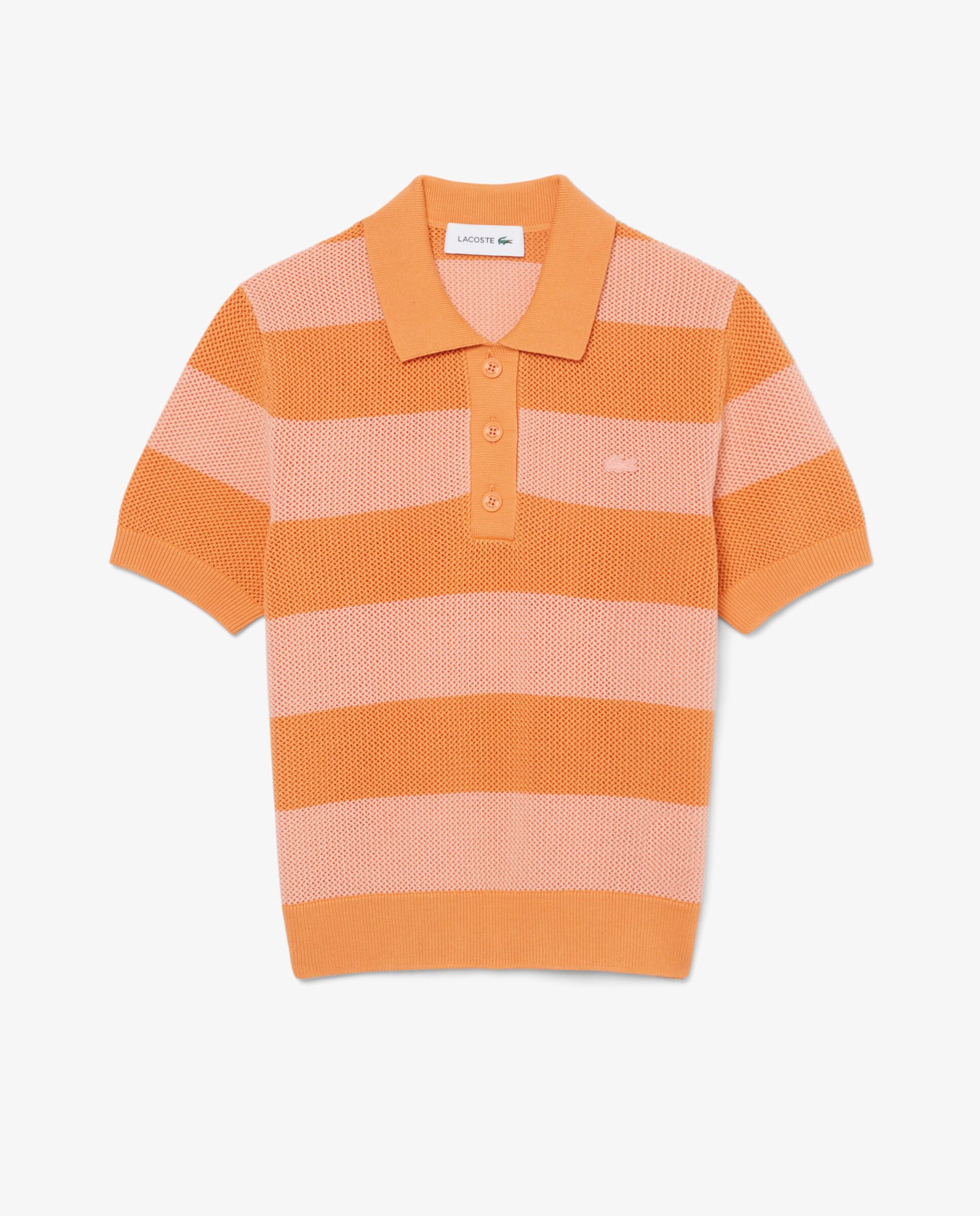 Jersey de cuello polo de mujer de punto de malla con rayas - Lacoste - Naranja Naranja-6