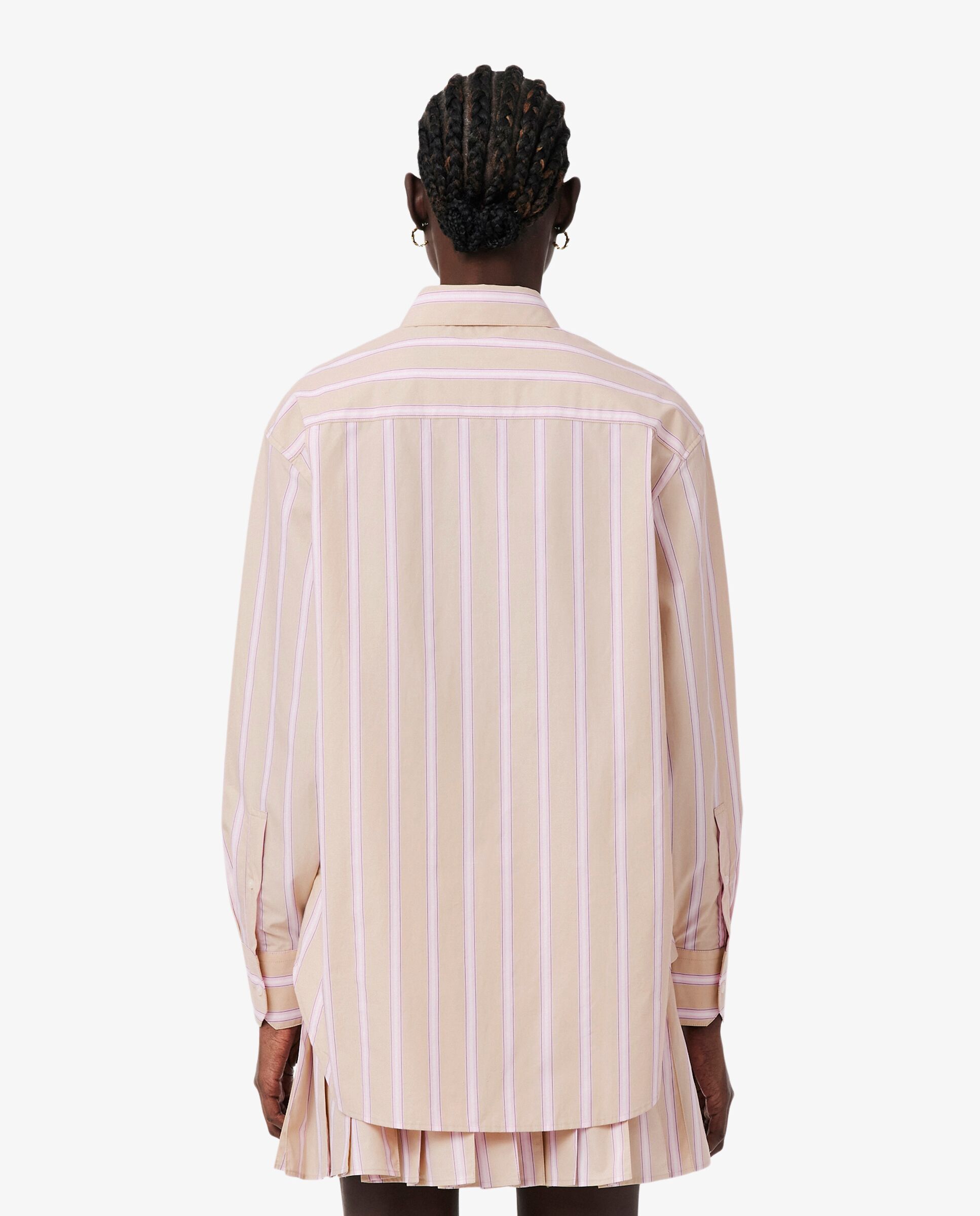 Camisa de mujer oversized de popelín de algodón en marrón de manga larga - Lacoste - Beige Beige-2