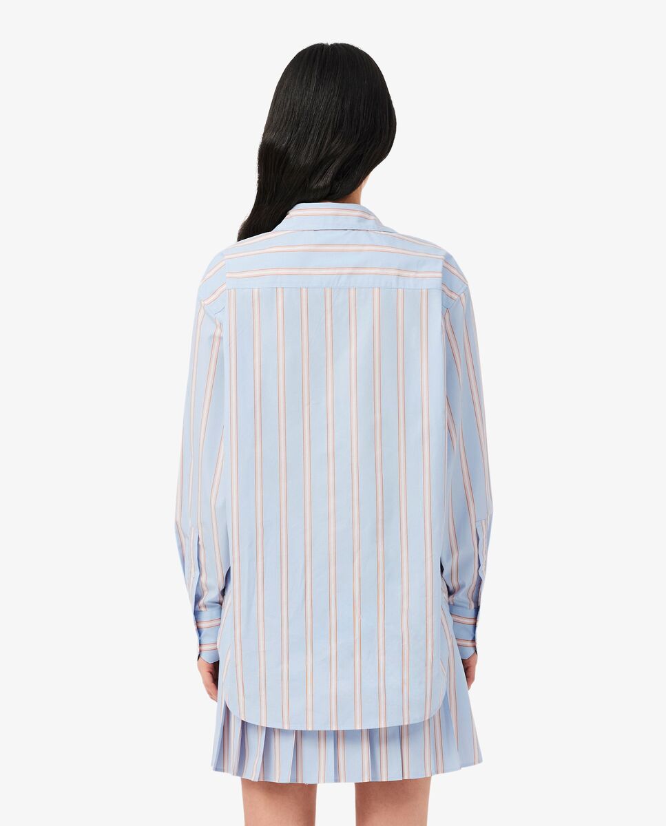 Camisa de mujer oversized de popelín de algodón en marrón de manga larga - Lacoste - Azul claro Azul claro-2