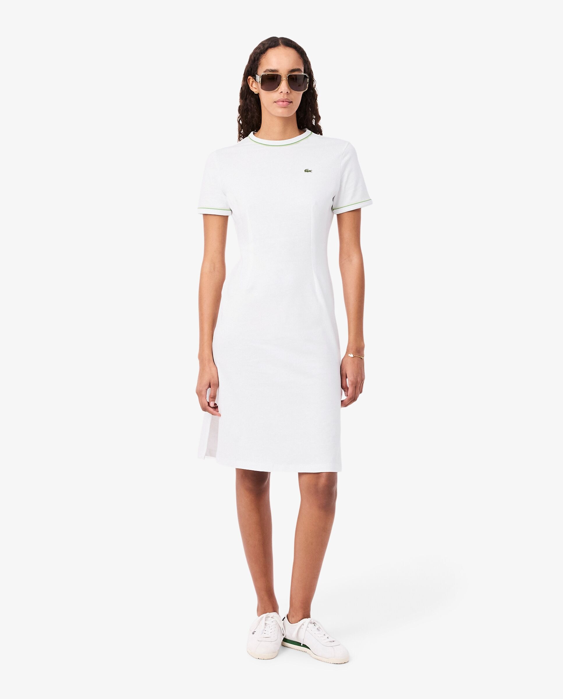 Lacoste - Vestido de punto jersey con ribete en contraste.