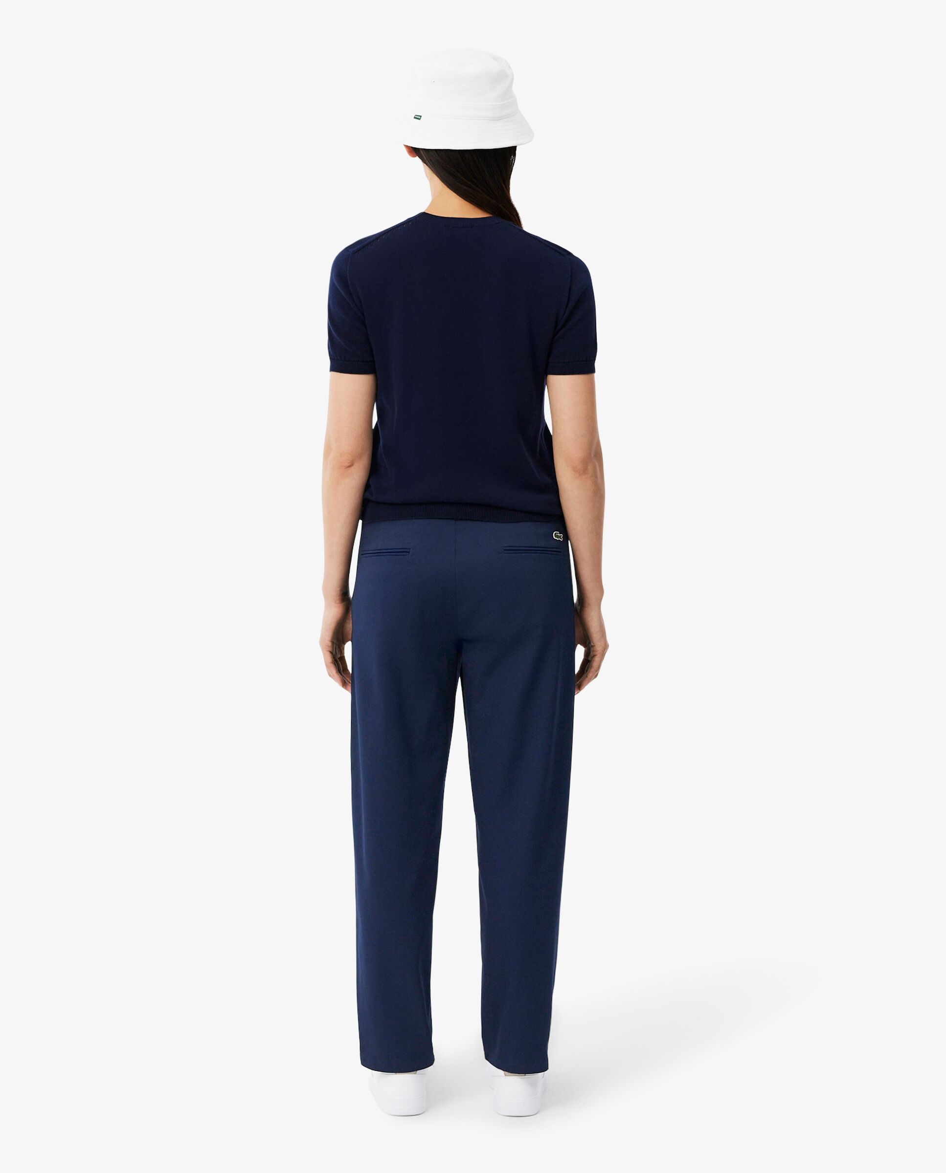 Pantalón de mujer chino de corte recto de tela gabardina de mujer de algodón en azul - Lacoste - Azul marino Azul marino-2