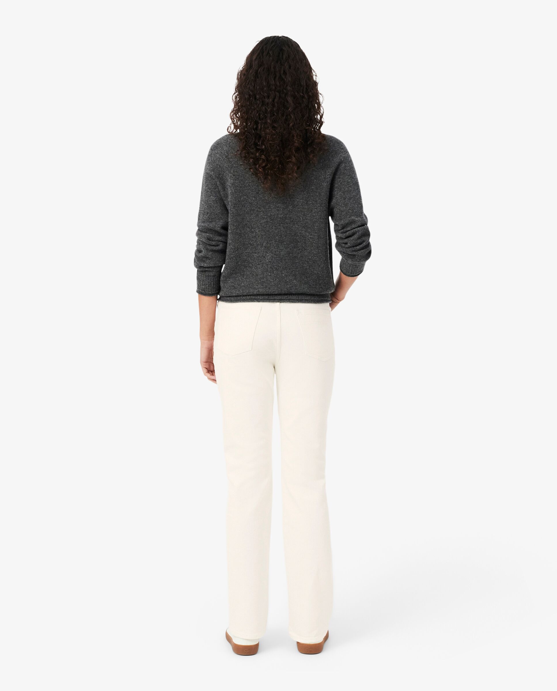 Pantalón de mujer vaquero de corte recto y tiro alto en gris - Lacoste - Blanco Blanco-2