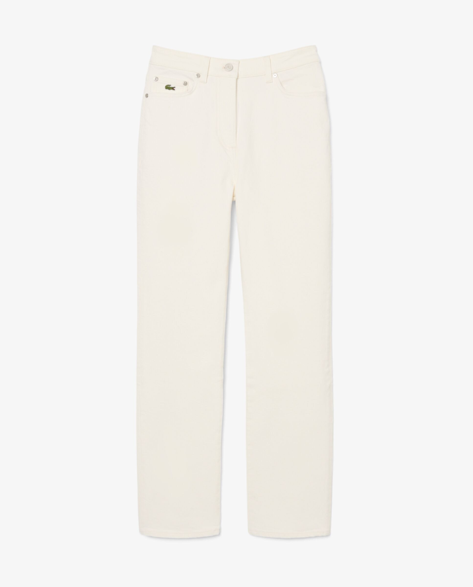 Pantalón de mujer vaquero de corte recto y tiro alto en gris - Lacoste - Blanco Blanco-6