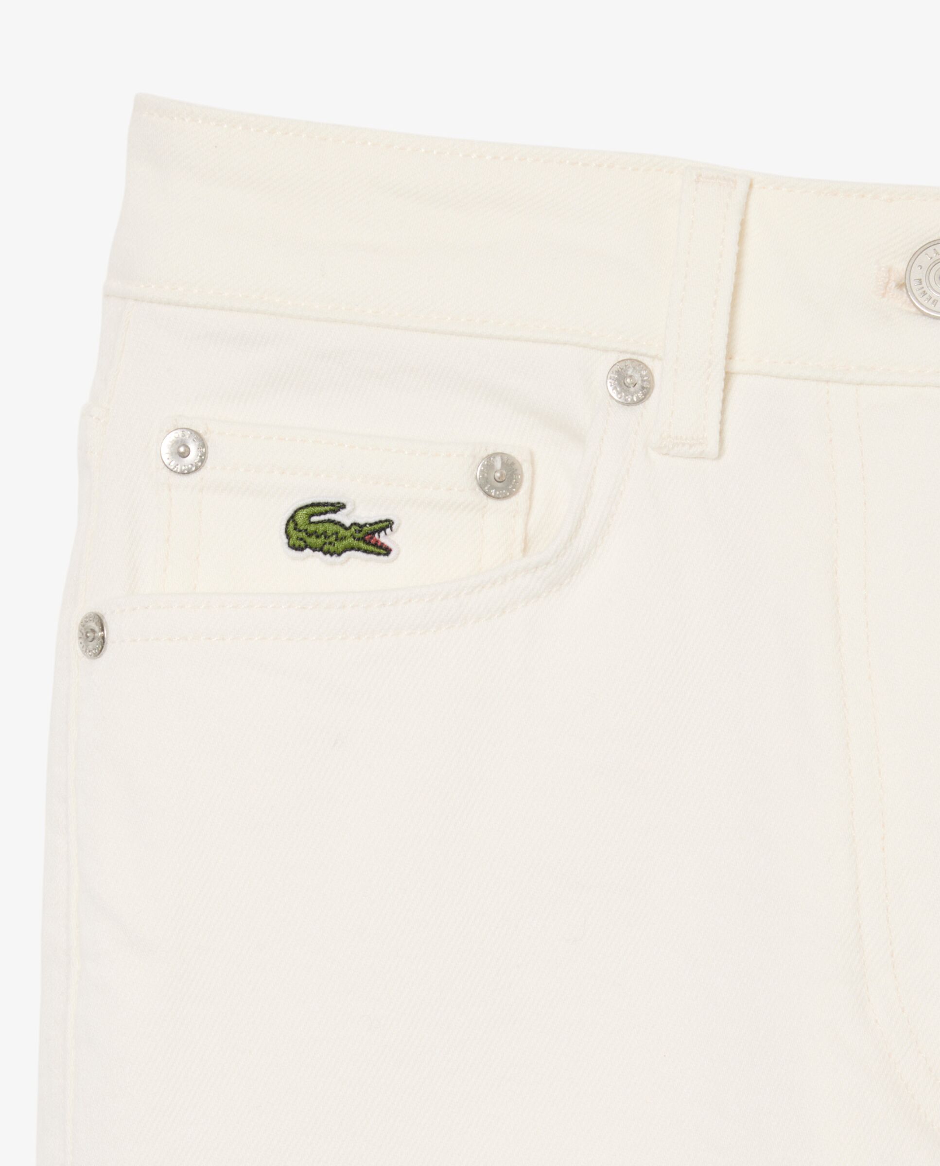Pantalón de mujer vaquero de corte recto y tiro alto en gris - Lacoste - Blanco Blanco-5