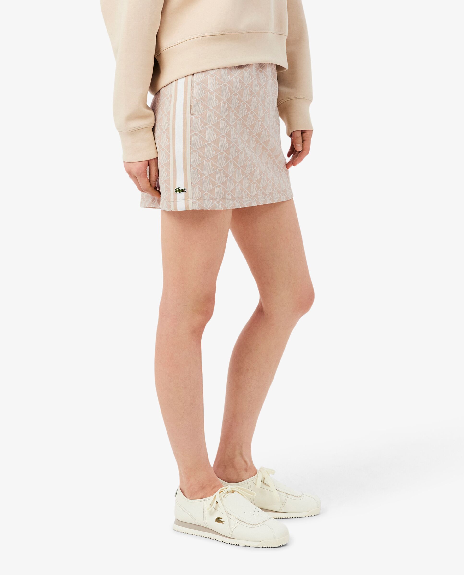 Falda de jacquard con monograma en marrón - Lacoste - Beige Beige-3