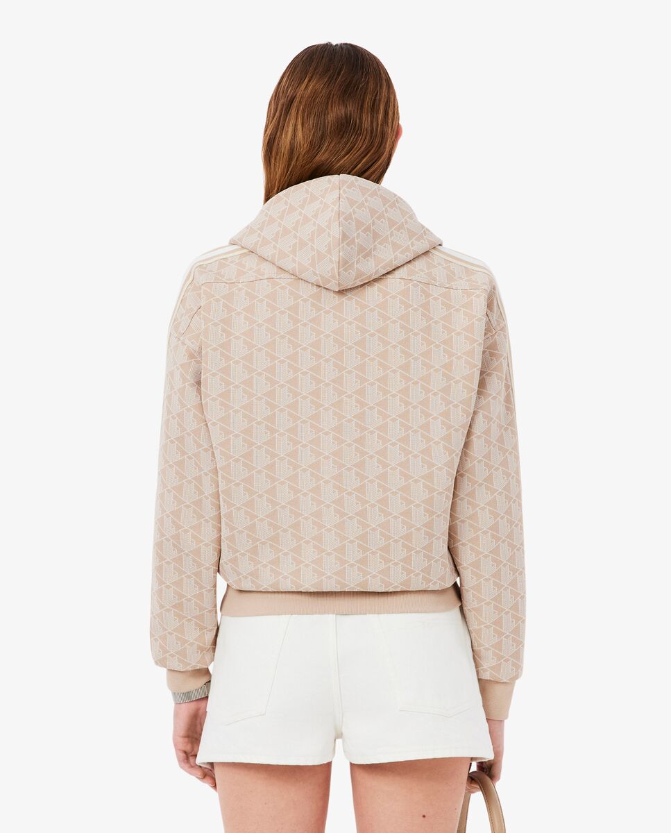 Sudadera de mujer con capucha de jacquard con monograma - Lacoste - Beige Beige-2