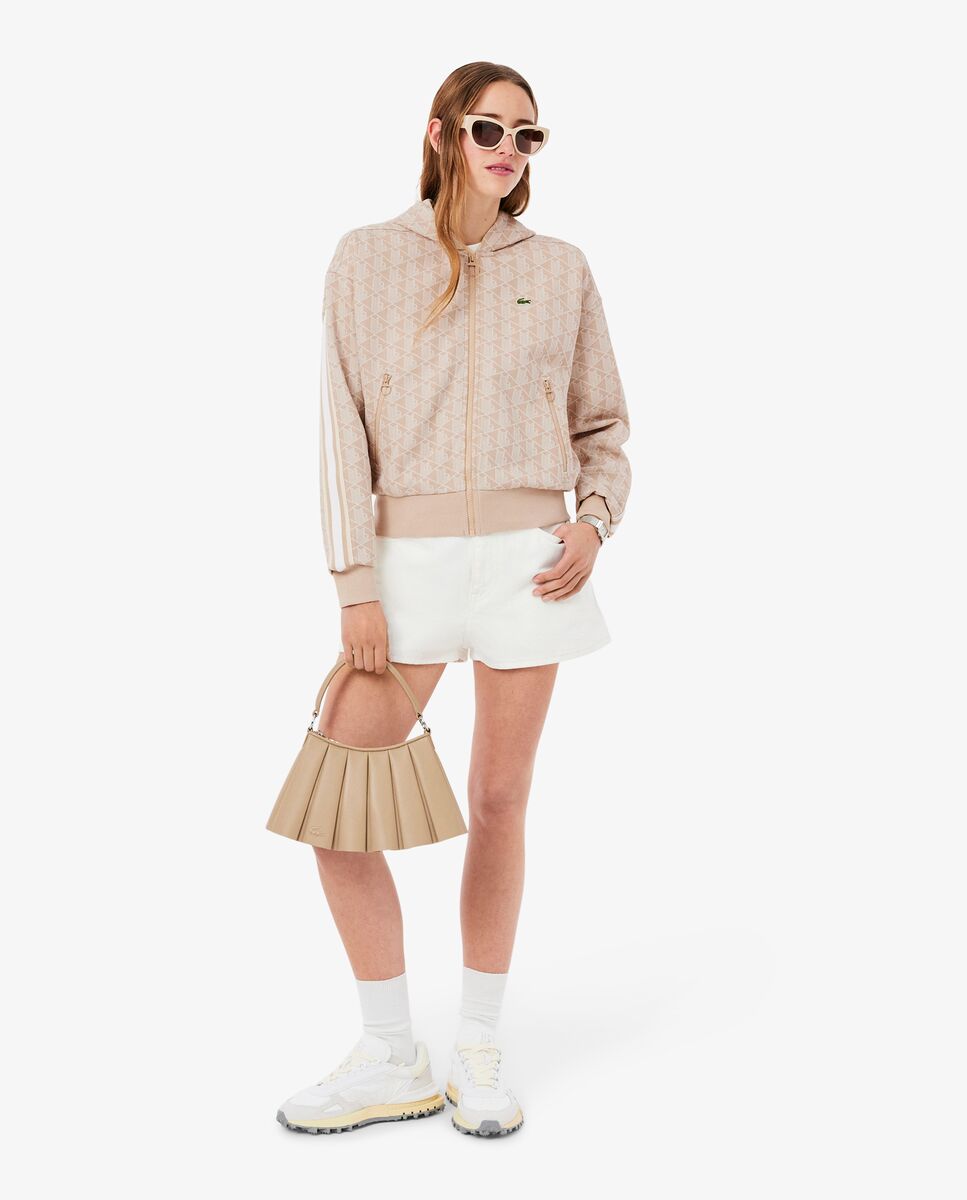 Sudadera de mujer con capucha de jacquard con monograma - Lacoste - Beige Beige-4
